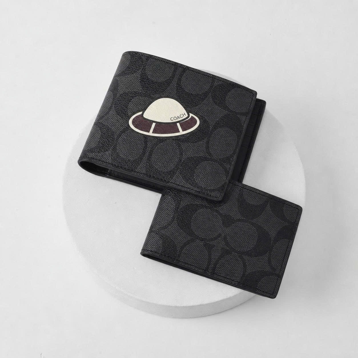 COACH UFO SIGNATURE DOUBLE WALLET - BLACK