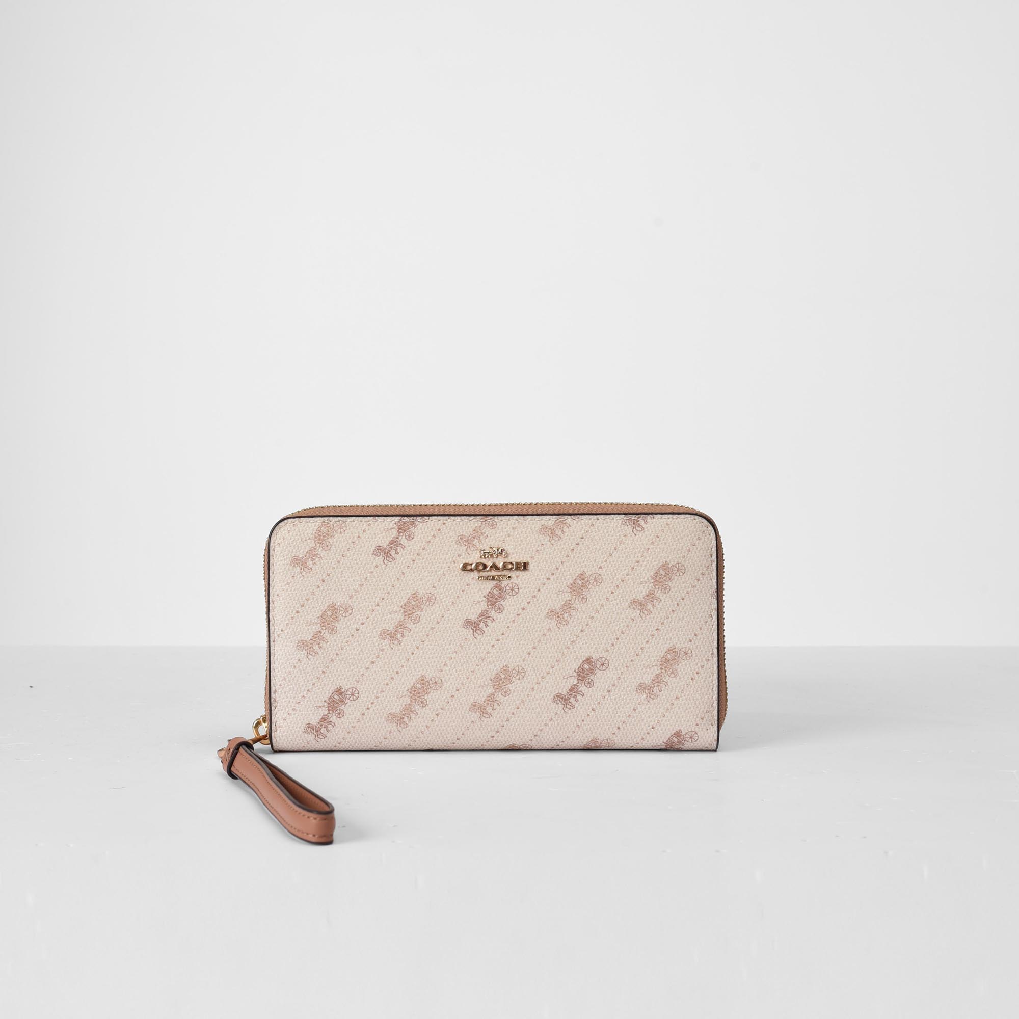 COACH SLIM ACCORDION ZIP LONG WALLET - CREAM