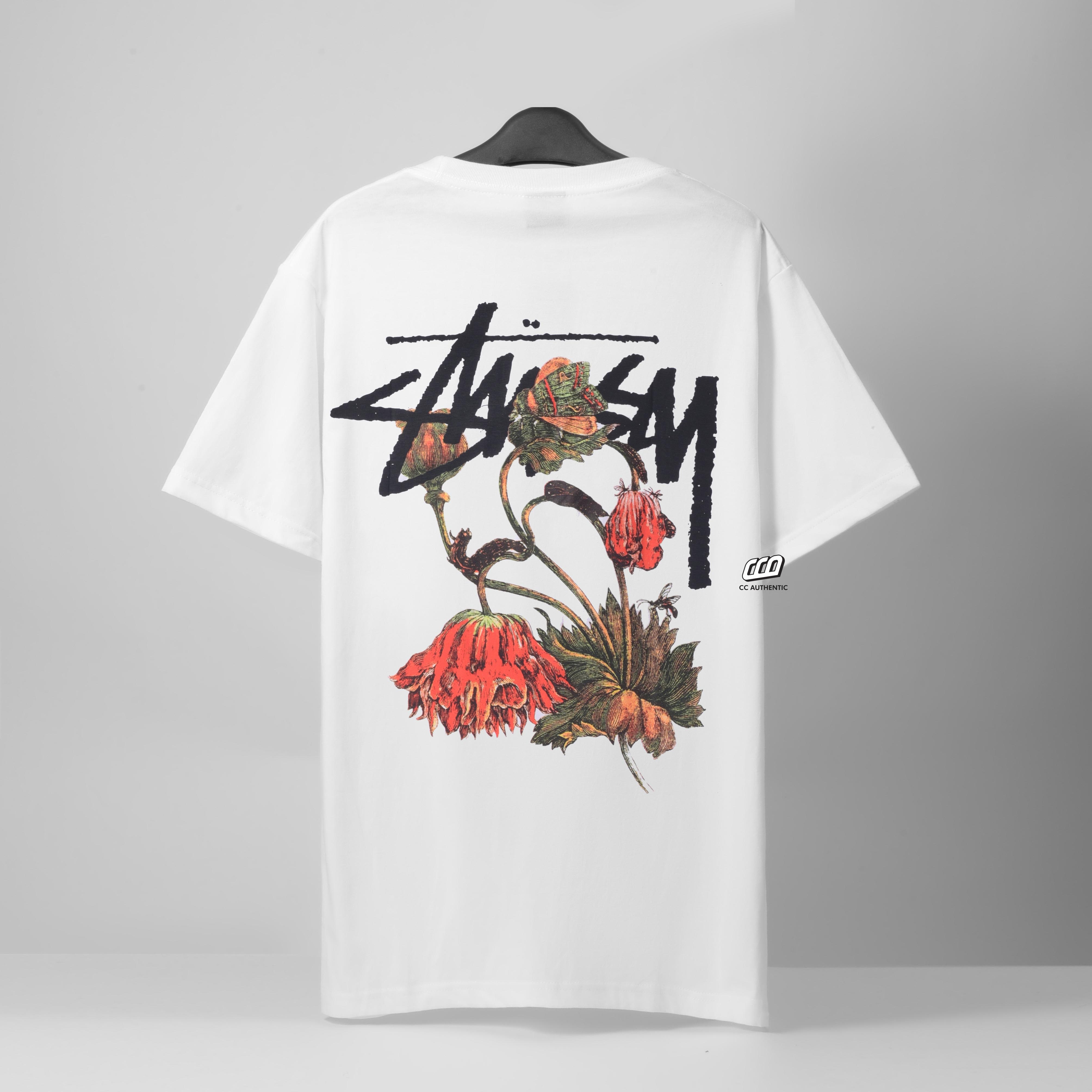 STUSSY WITHERED FLOWER T-SHIRT - WHITE