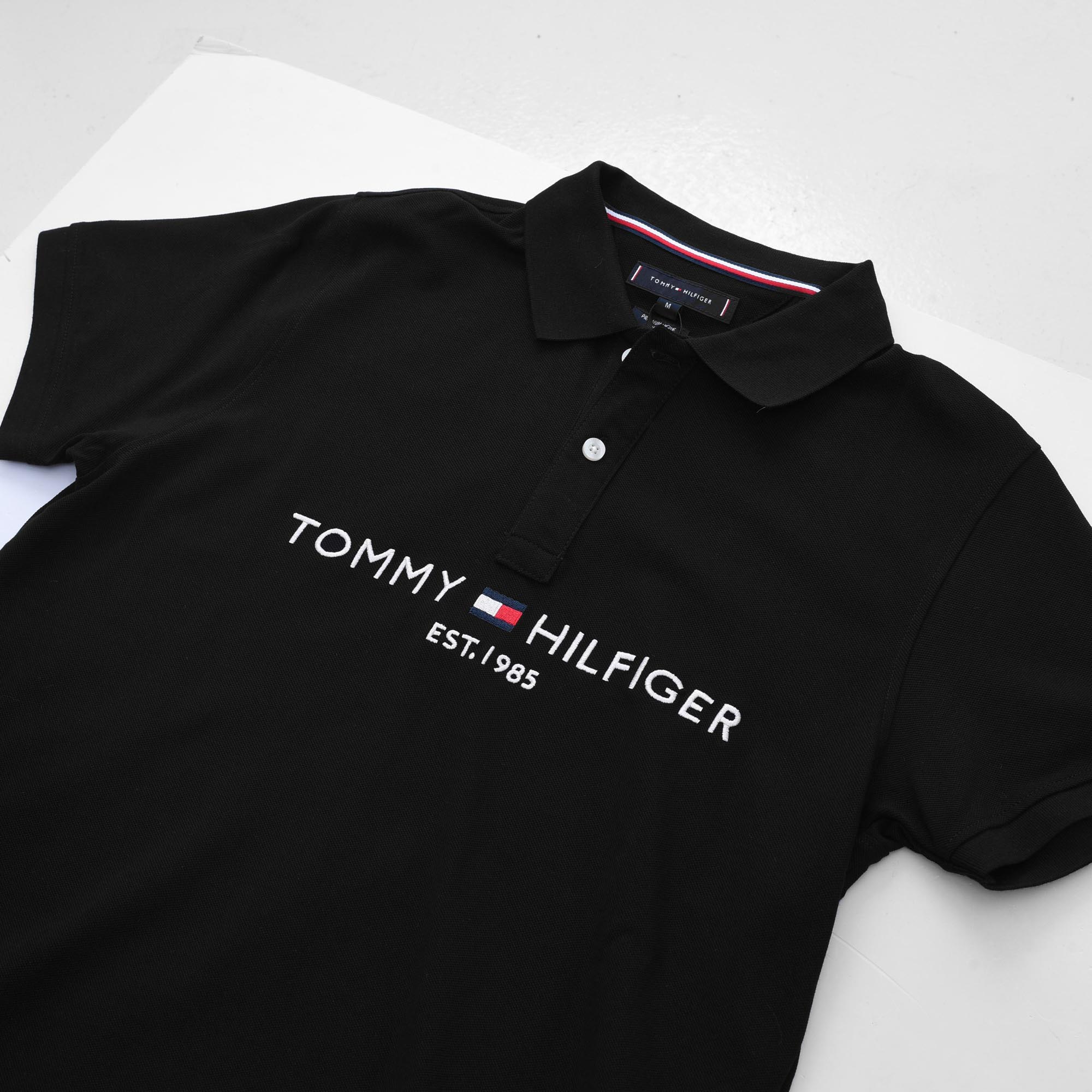 TOMMY HILFIGER BIG AND TALL POLO SHIRT - BLACK