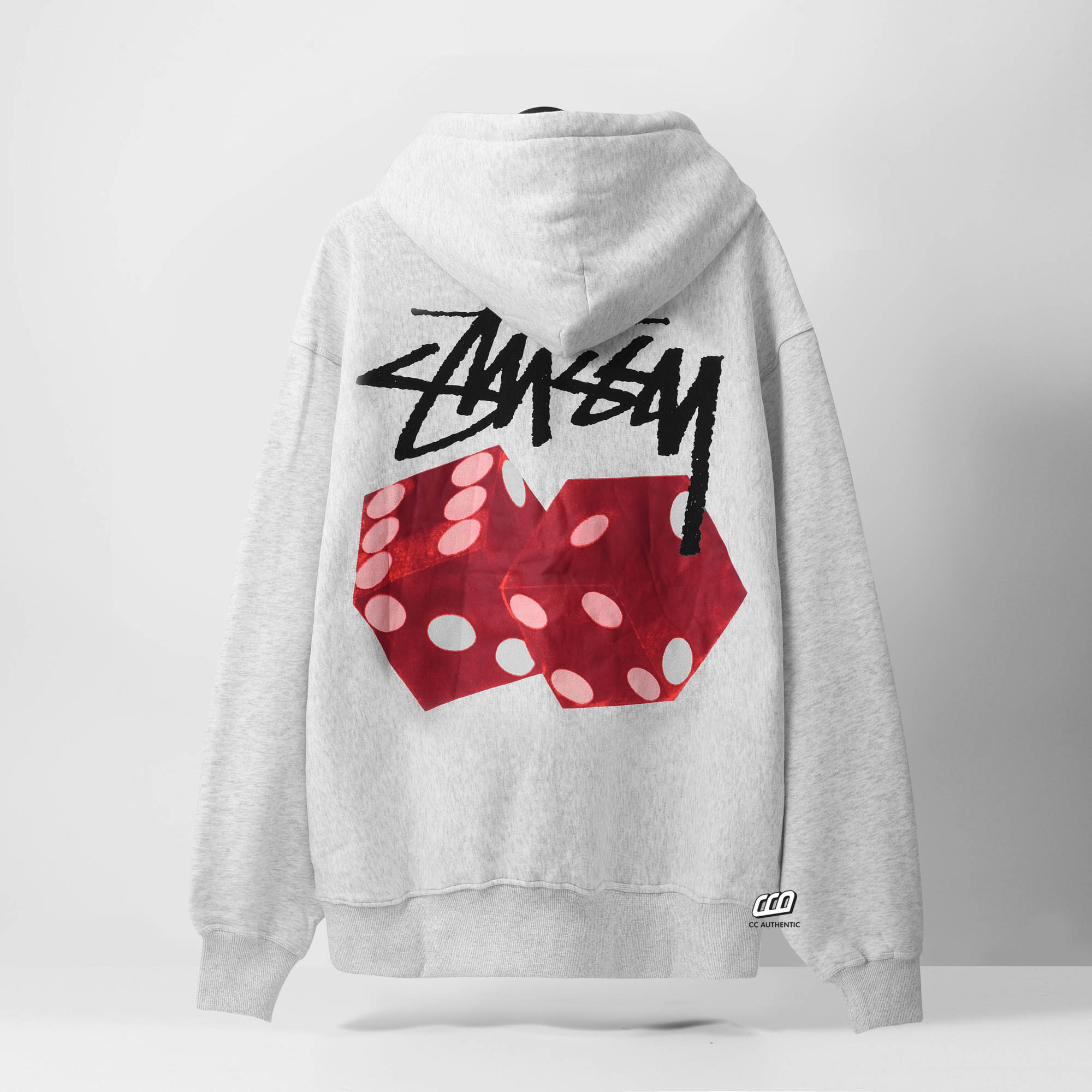 STUSSY DICED OUT HOODIE - ASH HEATHER