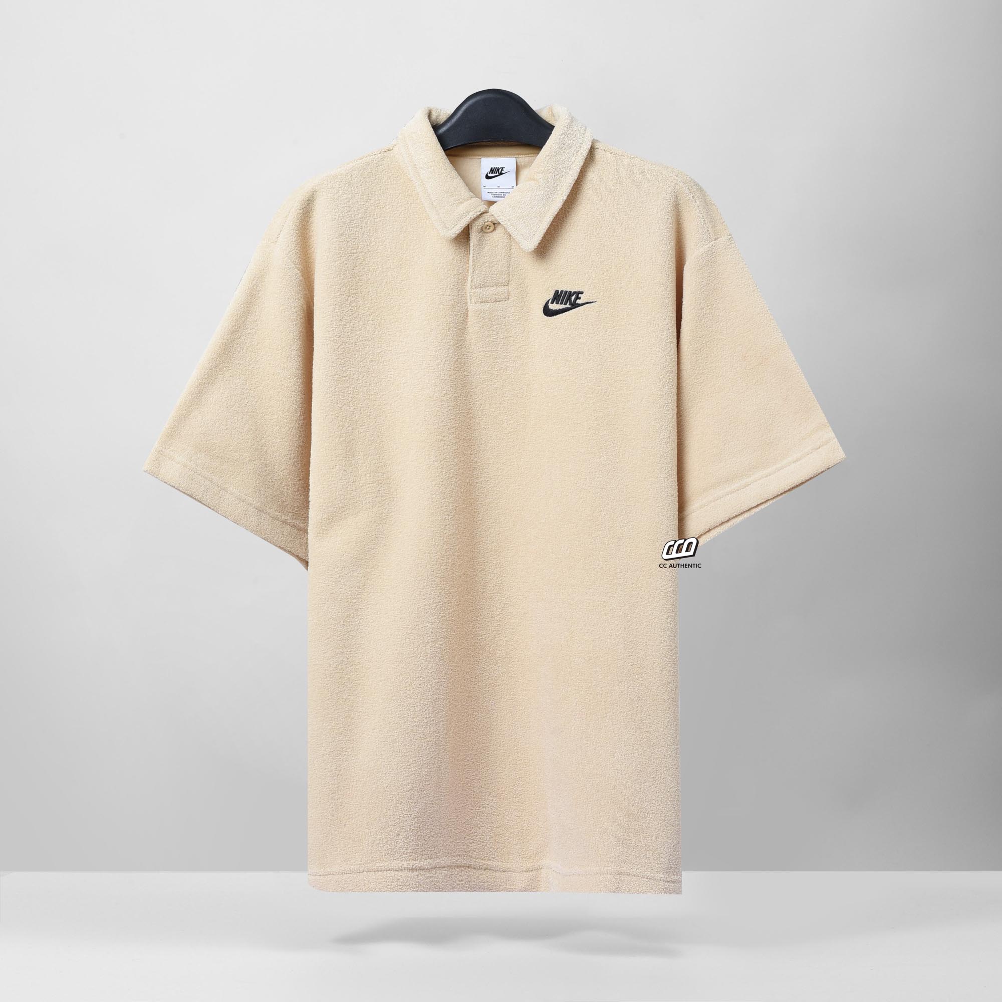 NIKE CLUB SOLID CASUAL BREATHABLE OVERSIZE POLO SHIRT - BEIGE