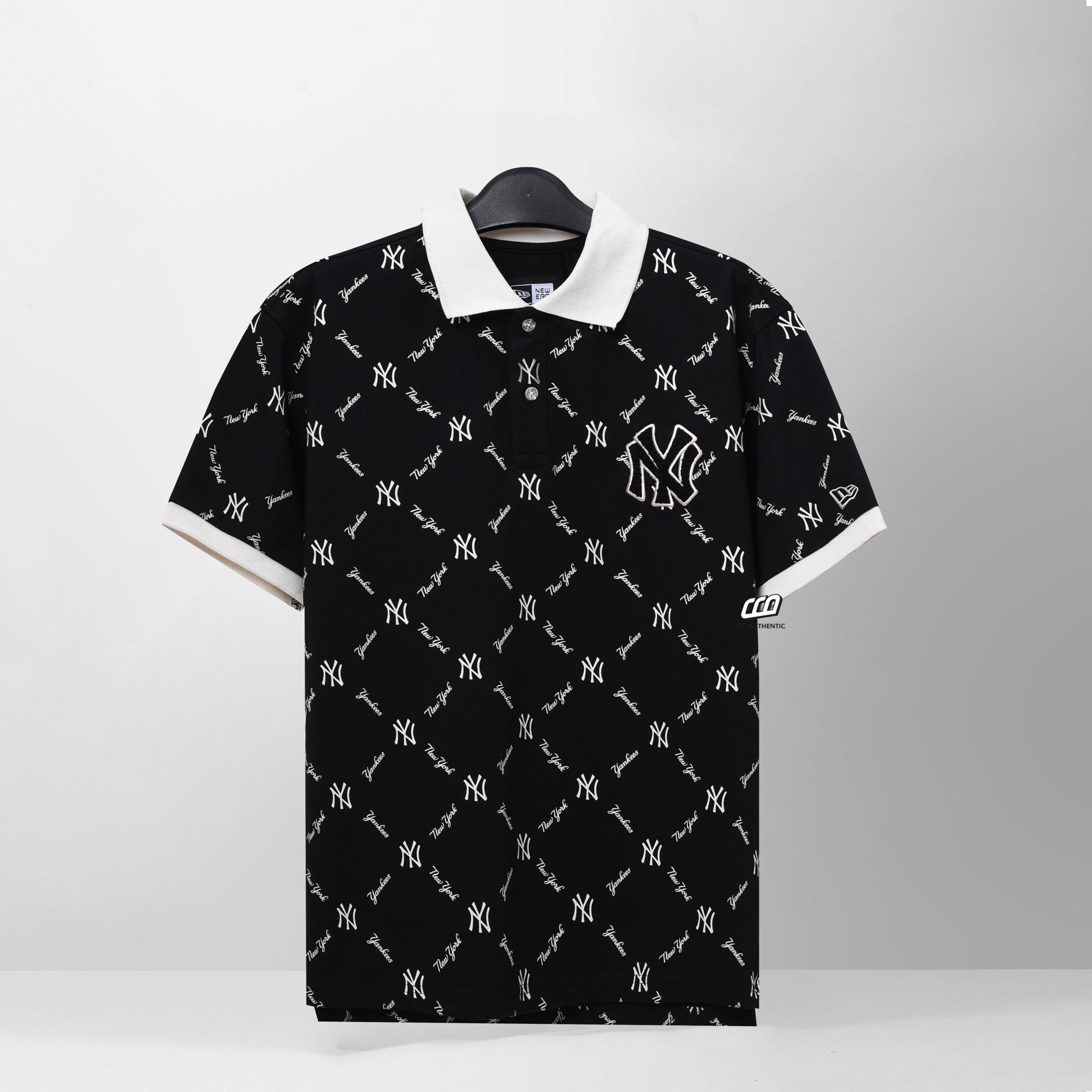 NEW ERA NEW YORK MONOGRAM POLO SHIRT - BLACK