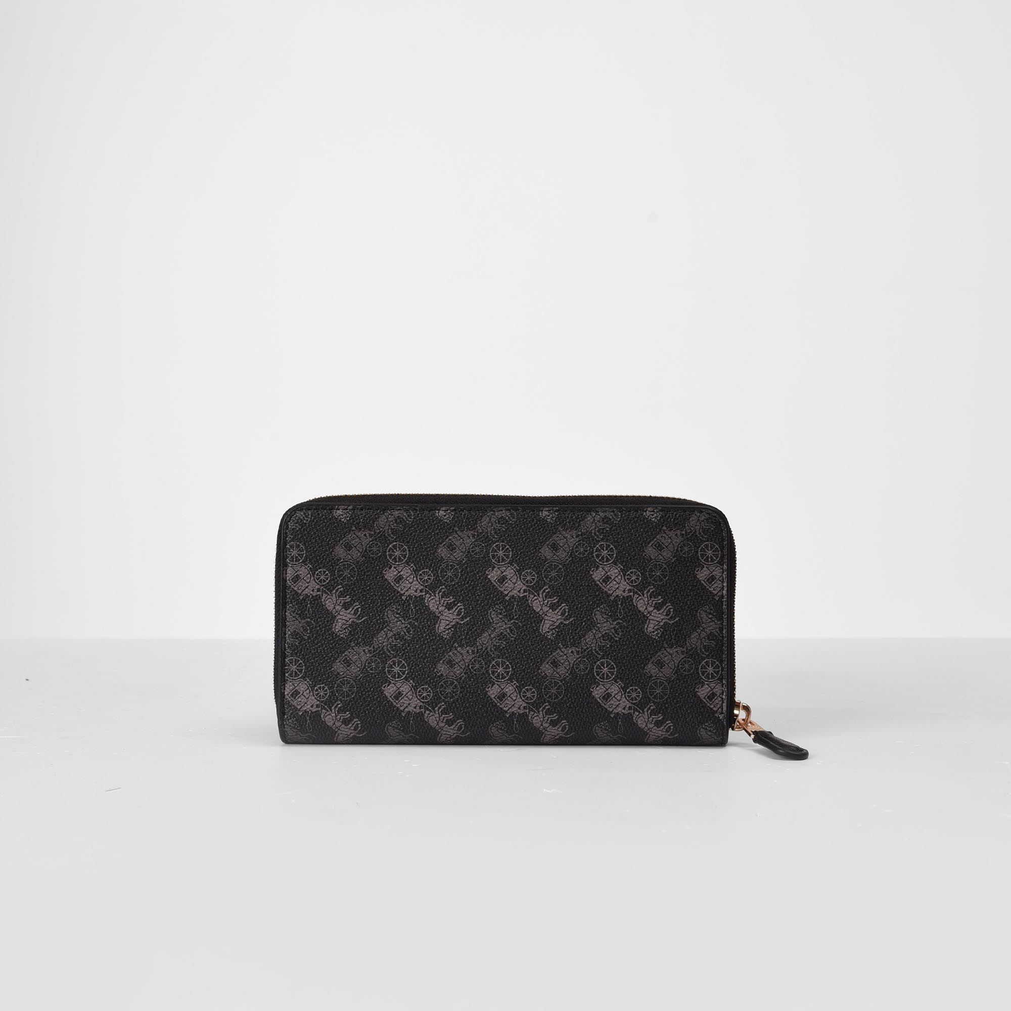 COACH SLIM ACCORDION ZIP LONG WALLET - BLACK