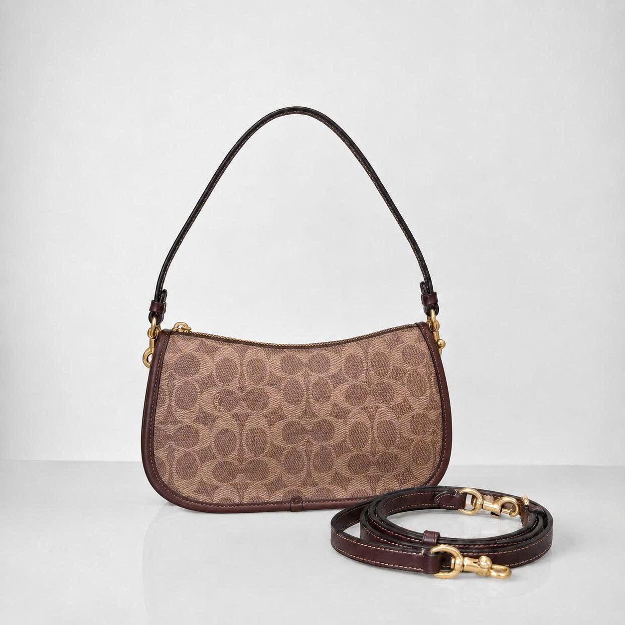 COACH SIGNATURE WAVERLY BAG - BROWN