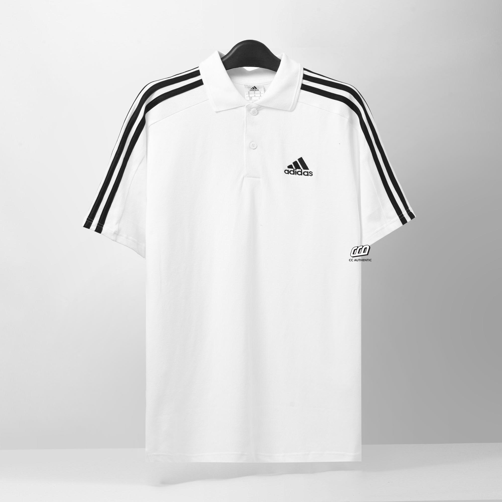 ADIDAS ESSENTIALS PIQUE EMBROI 3 STRIPES POLO SHIRT - WHITE