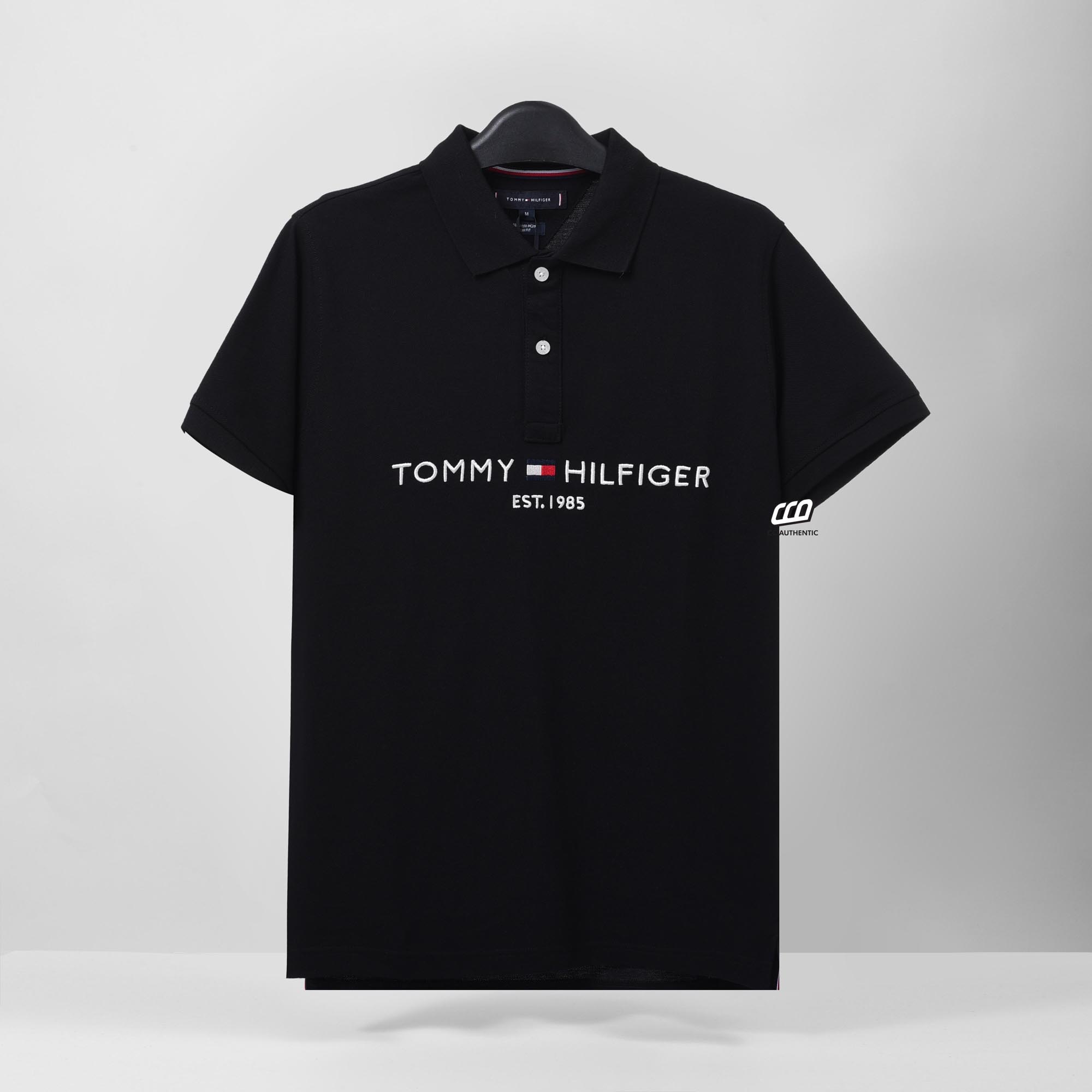 TOMMY HILFIGER BIG AND TALL POLO SHIRT - BLACK