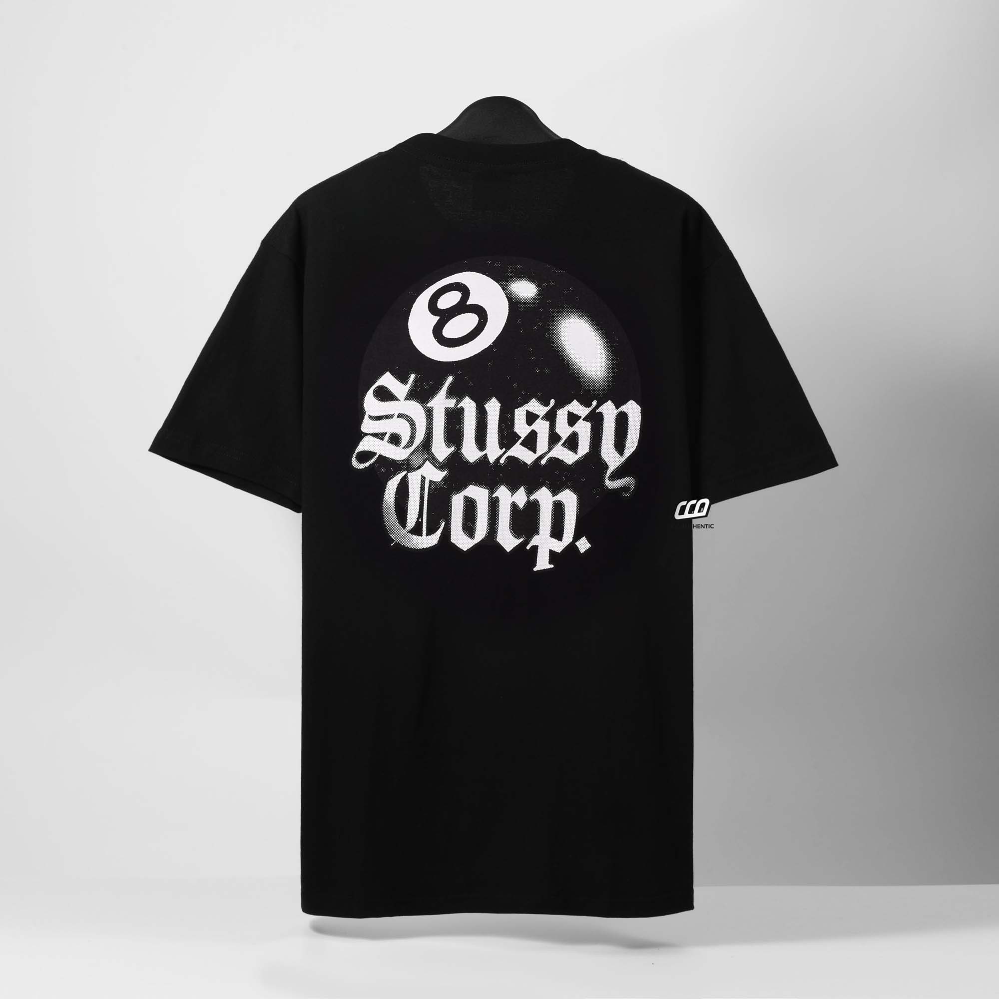 STUSSY 8BALL CORP T-SHIRT - BLACK