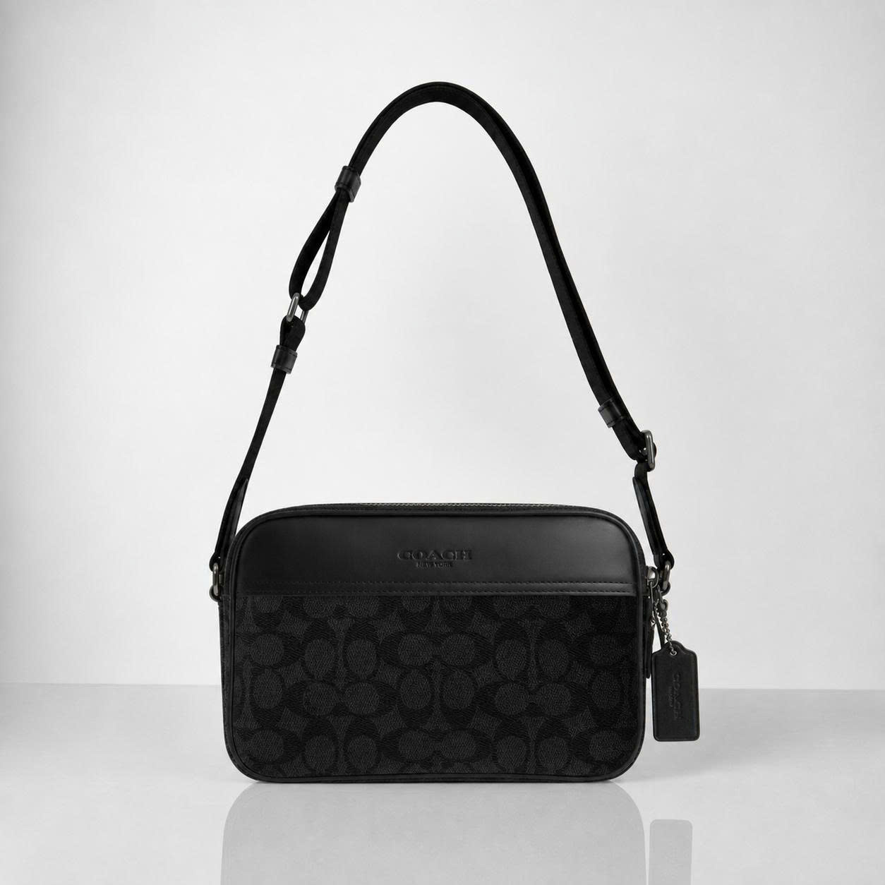 COACH SIGNATURE GRAHAM CV9 CROSS BAG - BLACK
