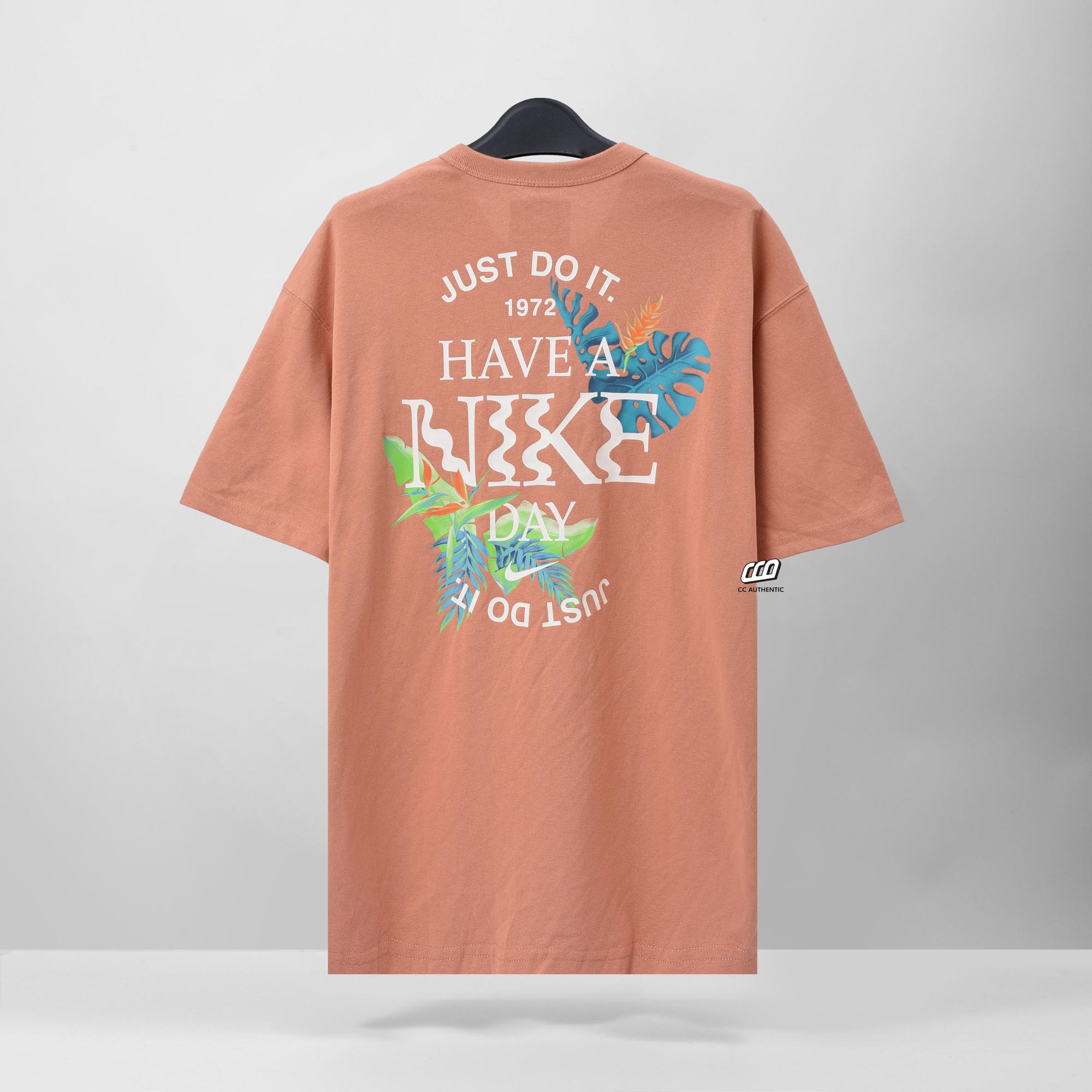 NIKE PREMIUM TROPICAL ALPHABET BIRD POCKET SHIRT - BROWN