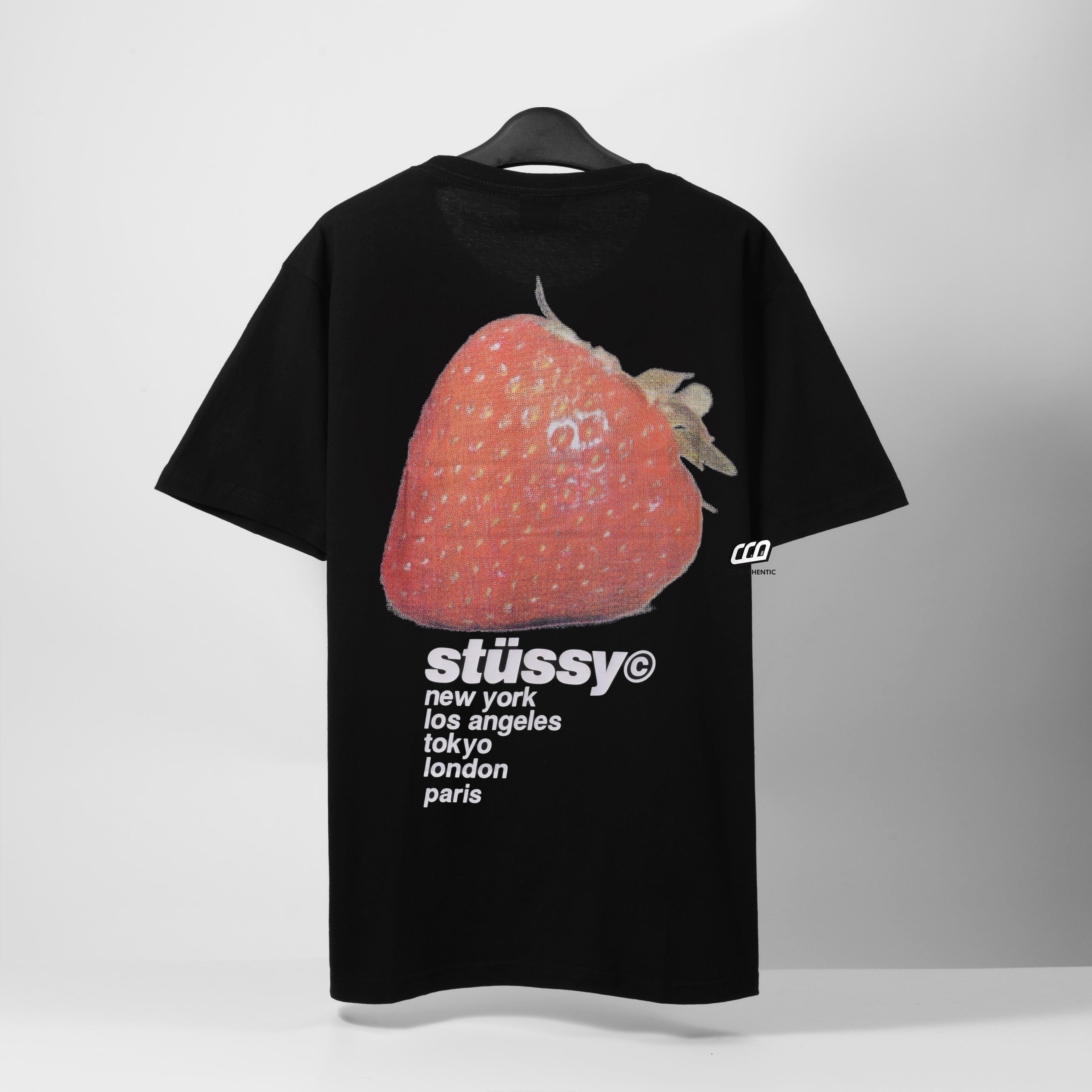 STUSSY STRAWBERRY T-SHIRT - BLACK