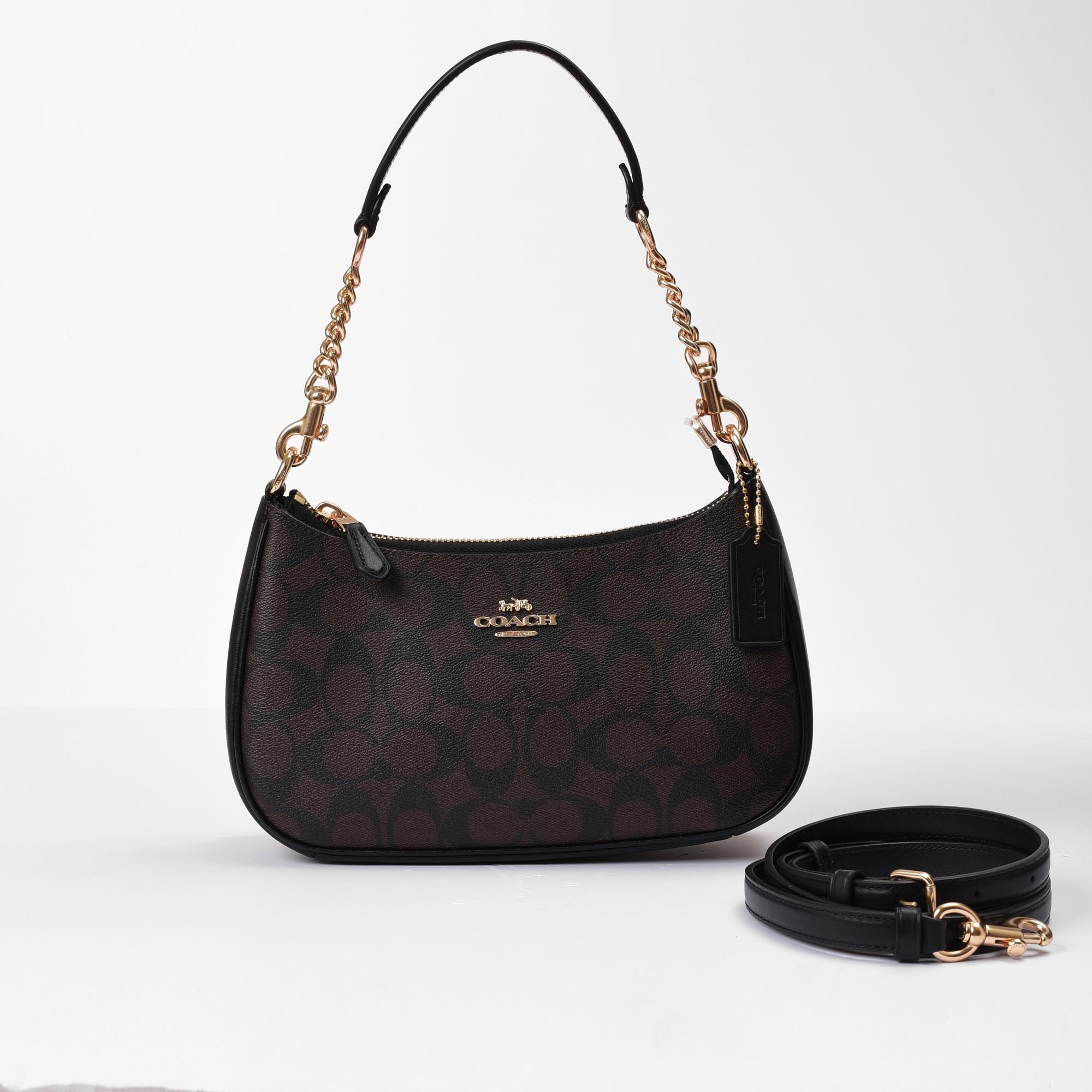 COACH SIGNATURE TERI BAG - BROWN