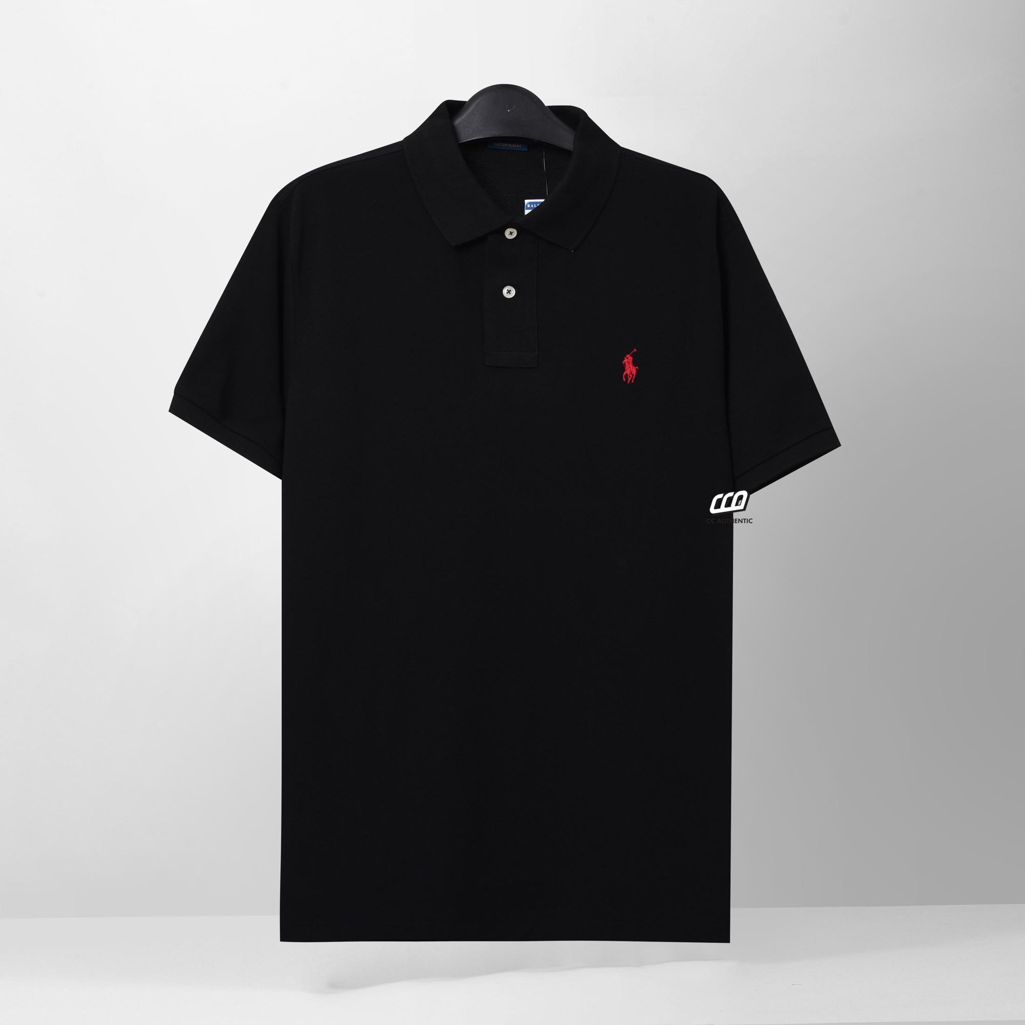 RALPH LAUREN PIQUE SLIM FIT POLO SHIRT - BLACK