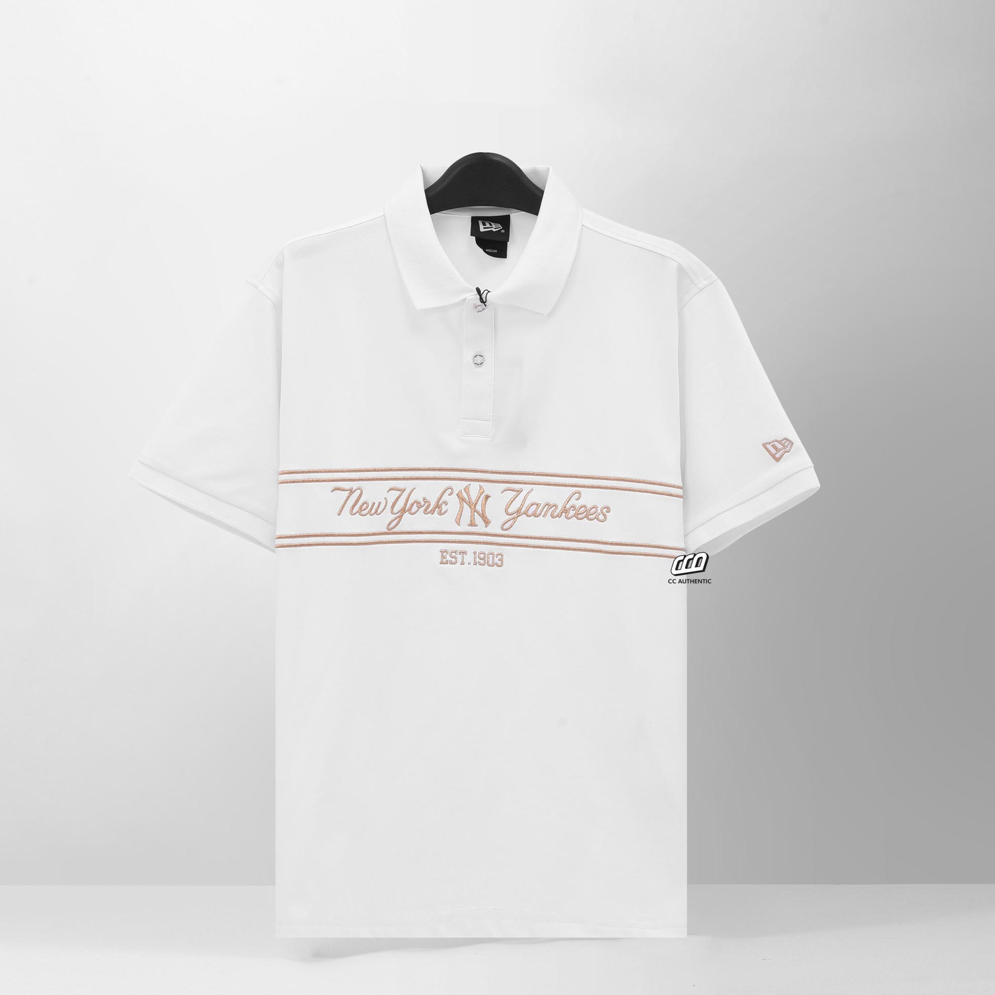 NEW ERA NY GOLD LINE POLO SHIRT - WHITE