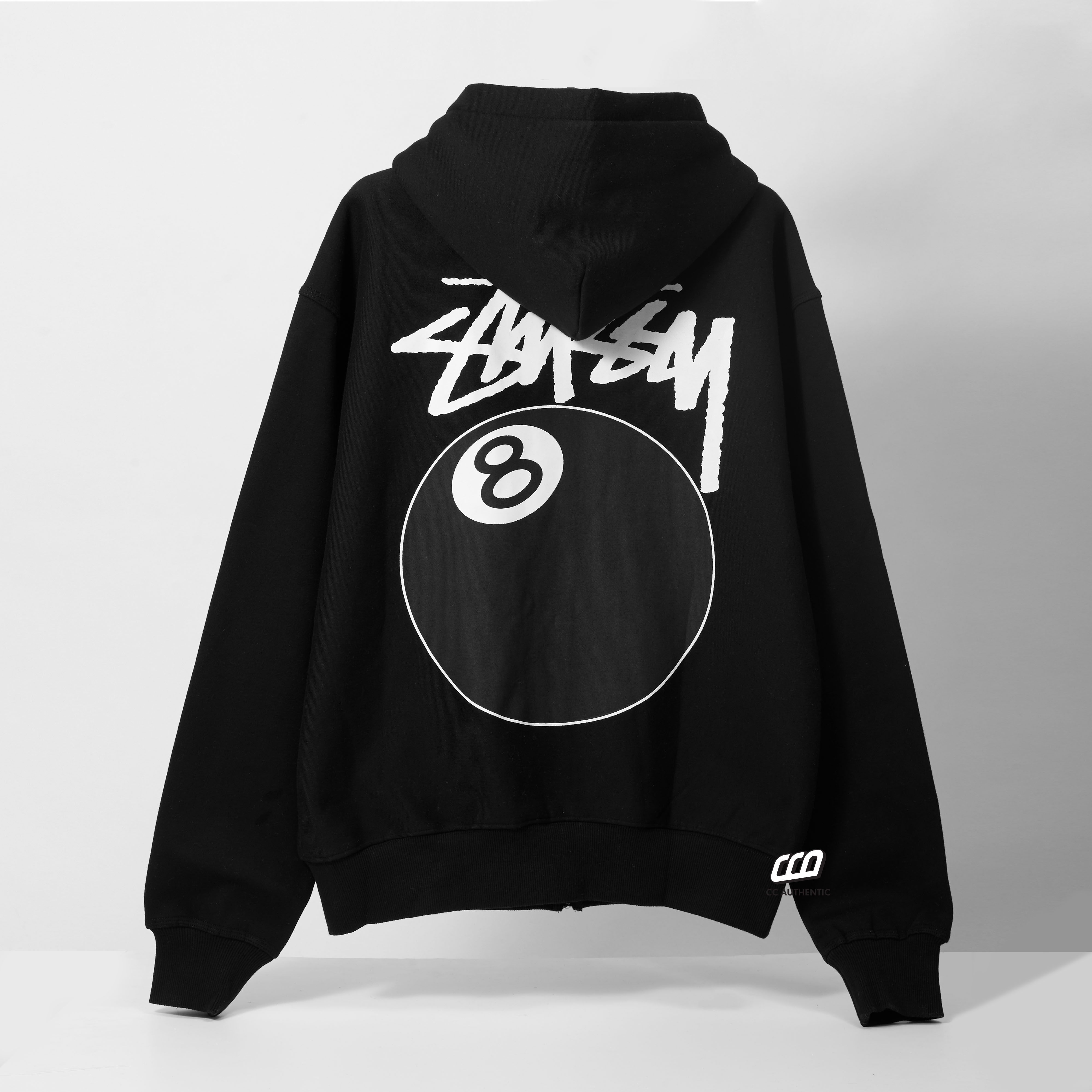 STUSSY 8BALL ZIP HOODIE - BLACK