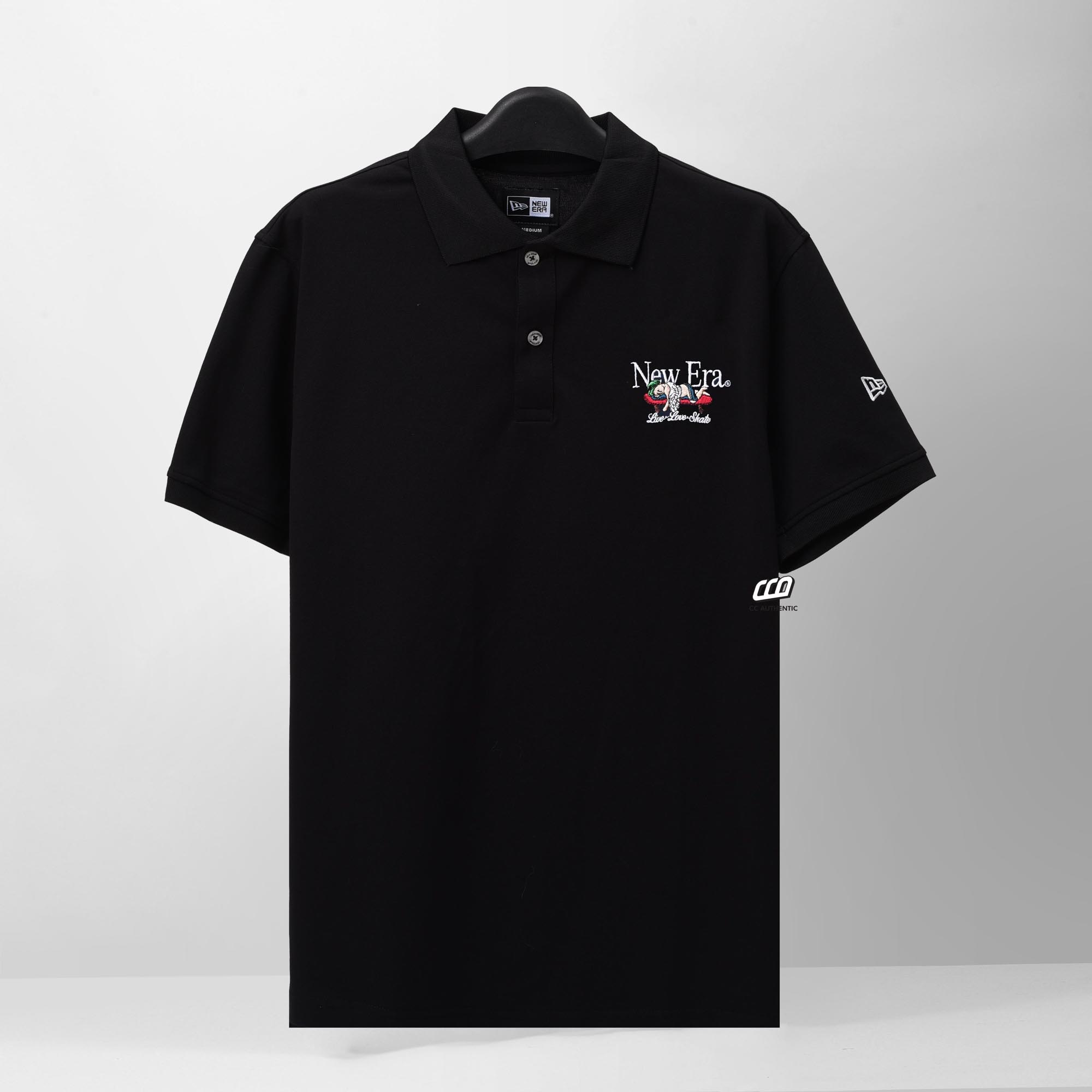 NEW ERA LIVE LOVE POLO SHIRT - BLACK