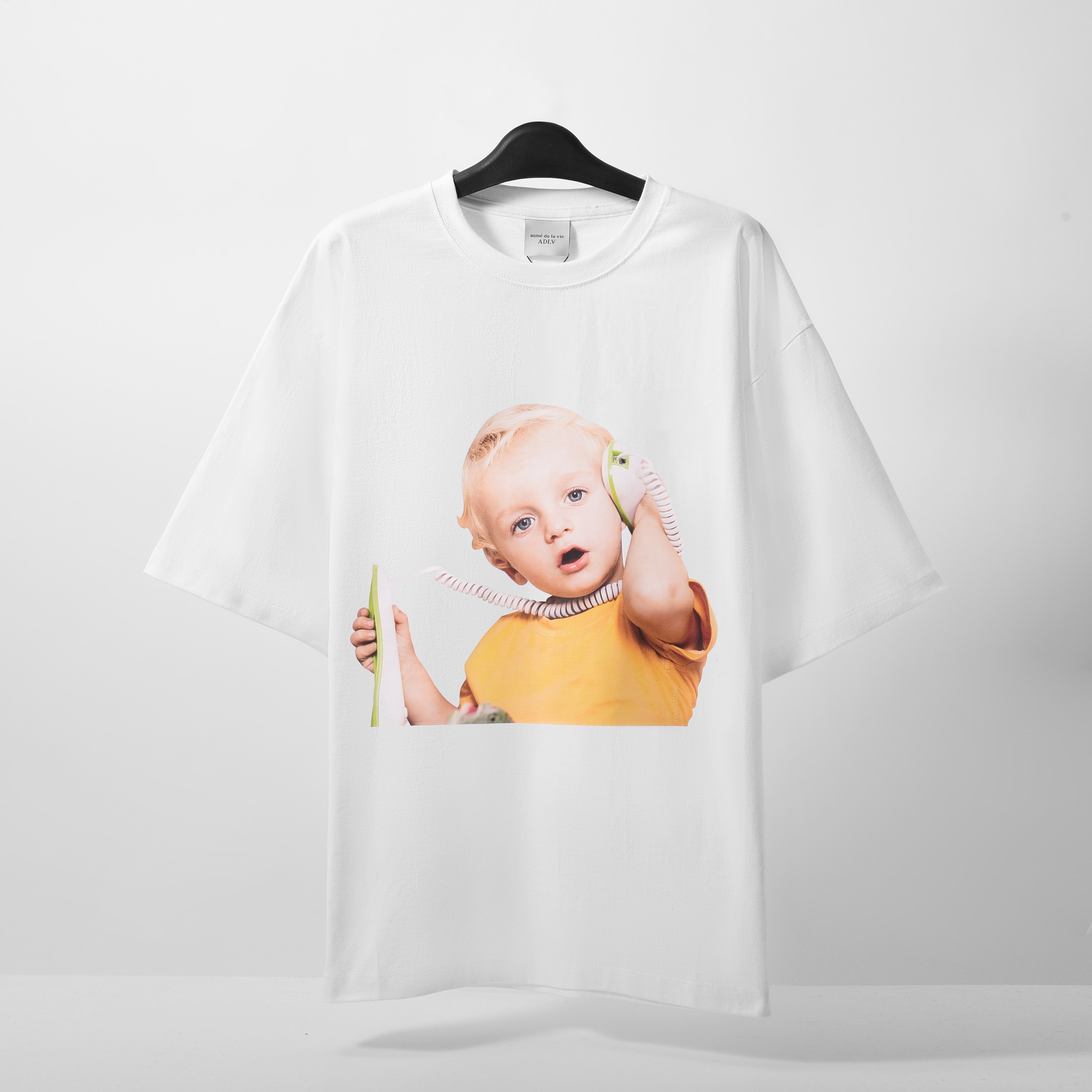 ADLV Baby Face Short Sleeve telephone Tshirt - White