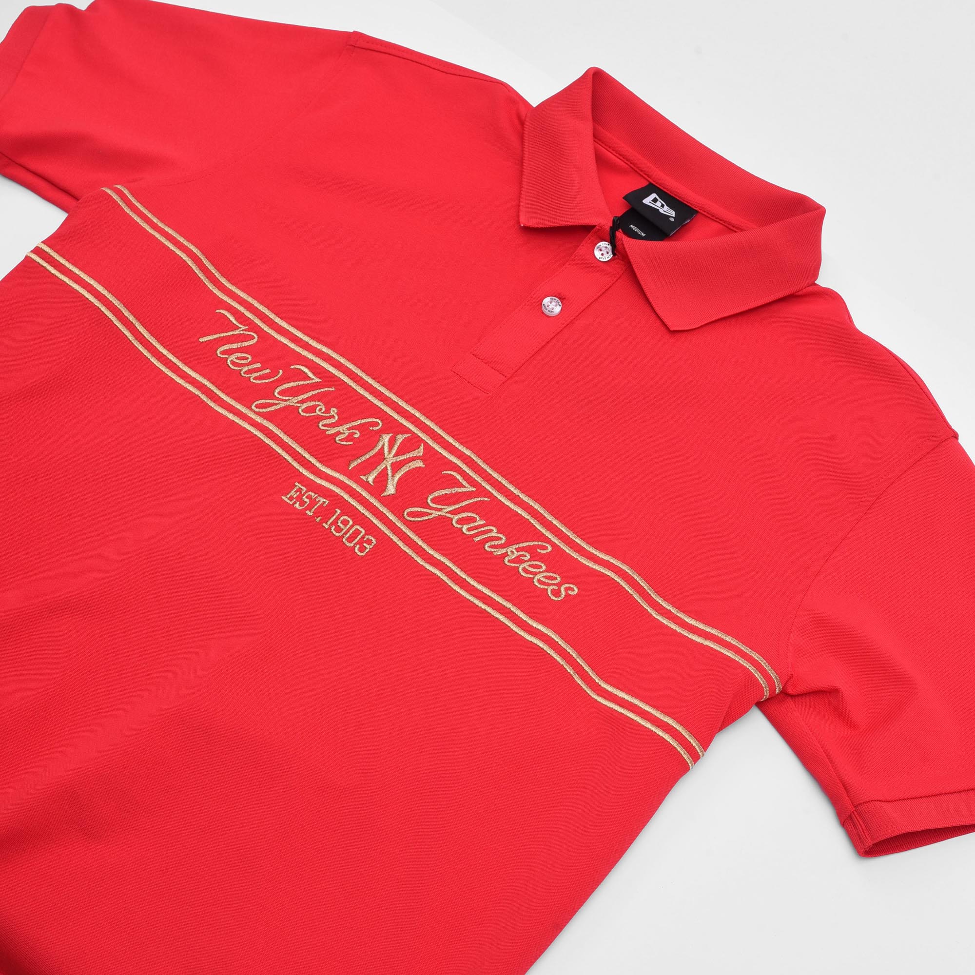 NEW ERA NY GOLD LINE POLO SHIRT - RED