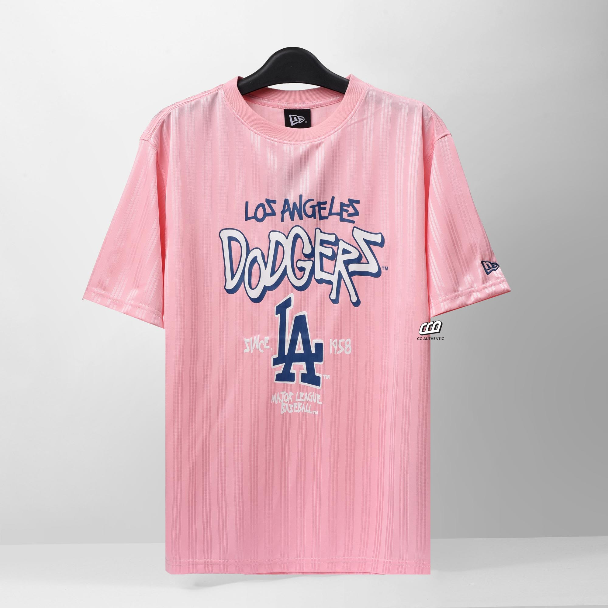 NEW ERA STRIPE SCRPIT T-SHIRT - PINK