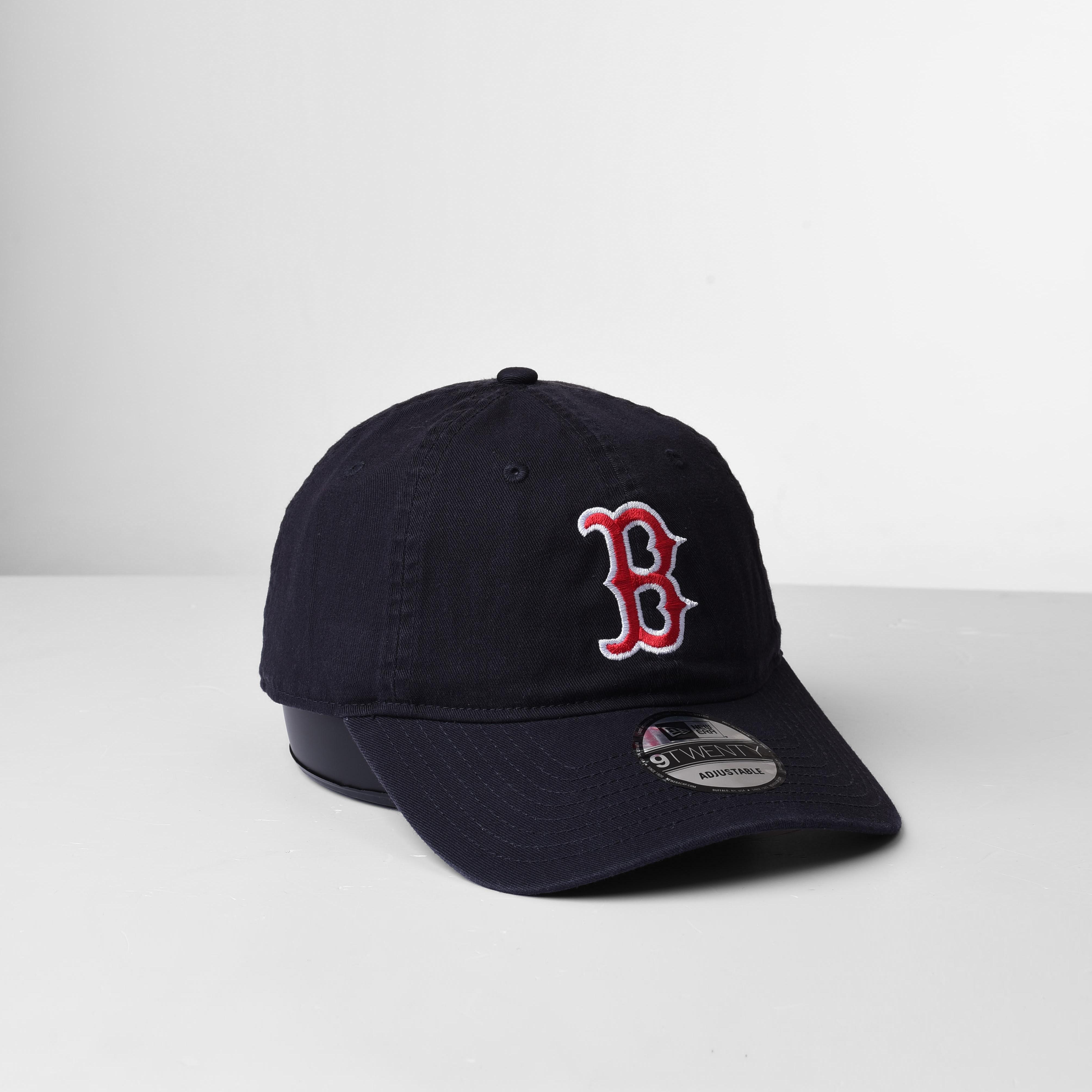 NEW ERA B RED WHITE OUTLINE LOGO CAP - NAVY
