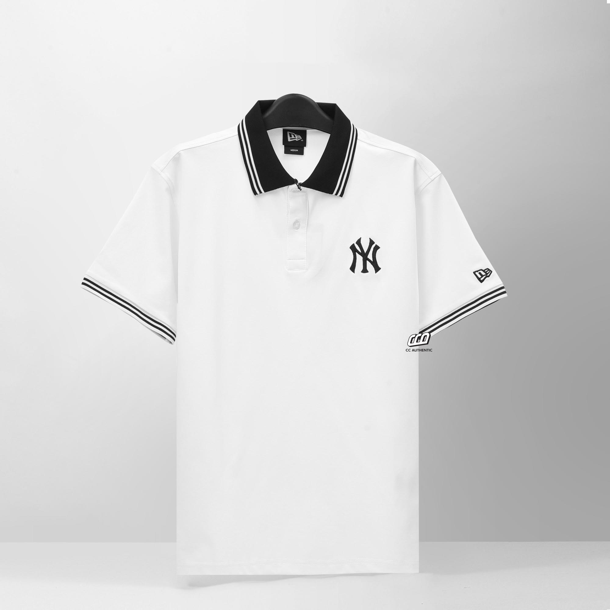 NEW ERA NY LOGO POLO SHIRT - WHITE