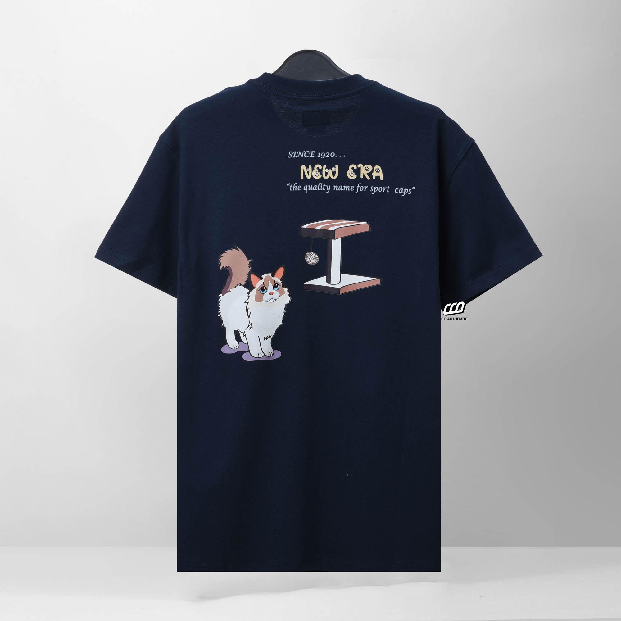 NEW ERA CAT T-SHIRT - NAVY