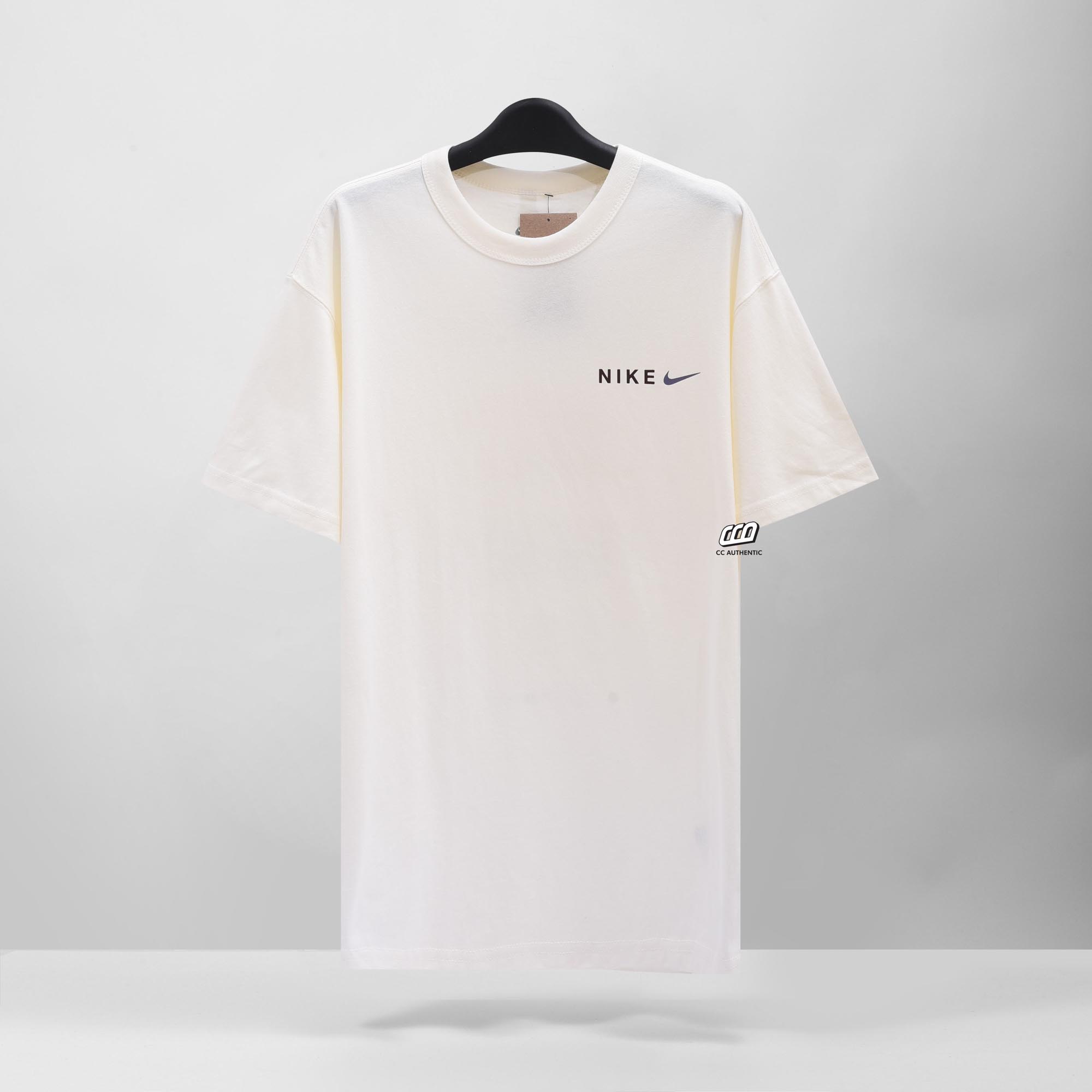 NIKE PREMIUM KNITTED SLOGAN T-SHIRT - CREAM