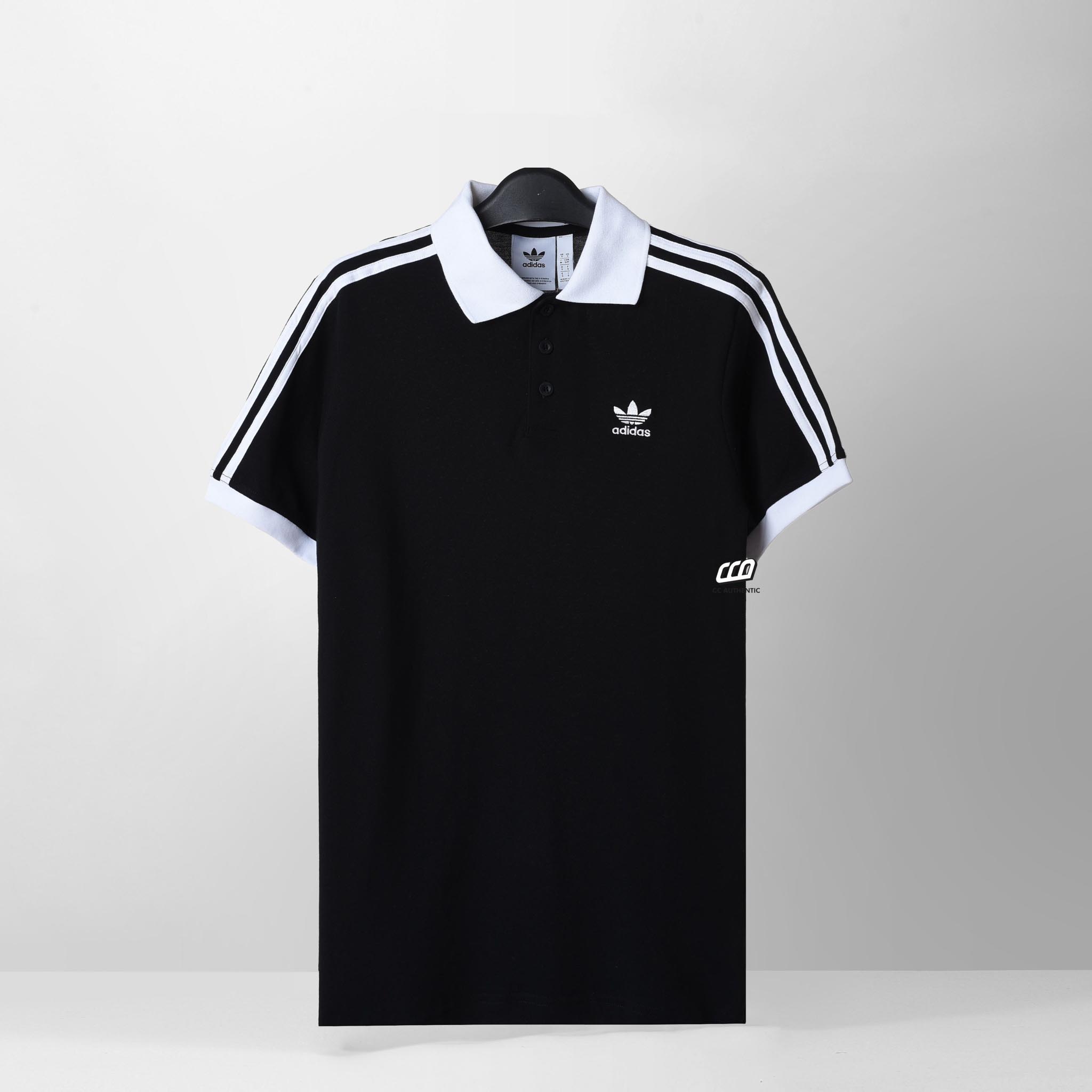ADIDAS ADICOLOR CLASSIC 3 STRIPES POLO SHIRT - BLACK
