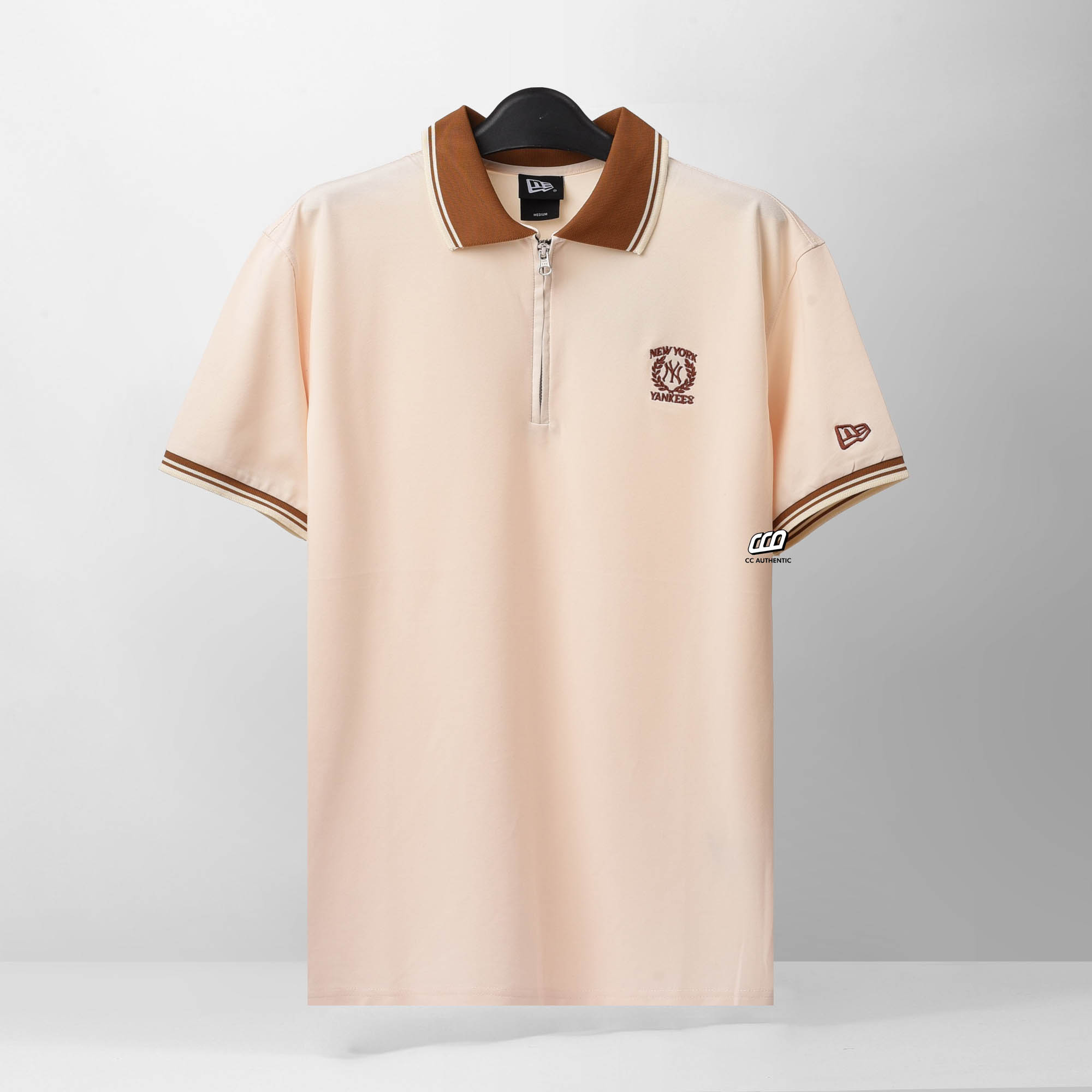 NEW ERA HALFZIP NY POLO SHIRT - IVORY