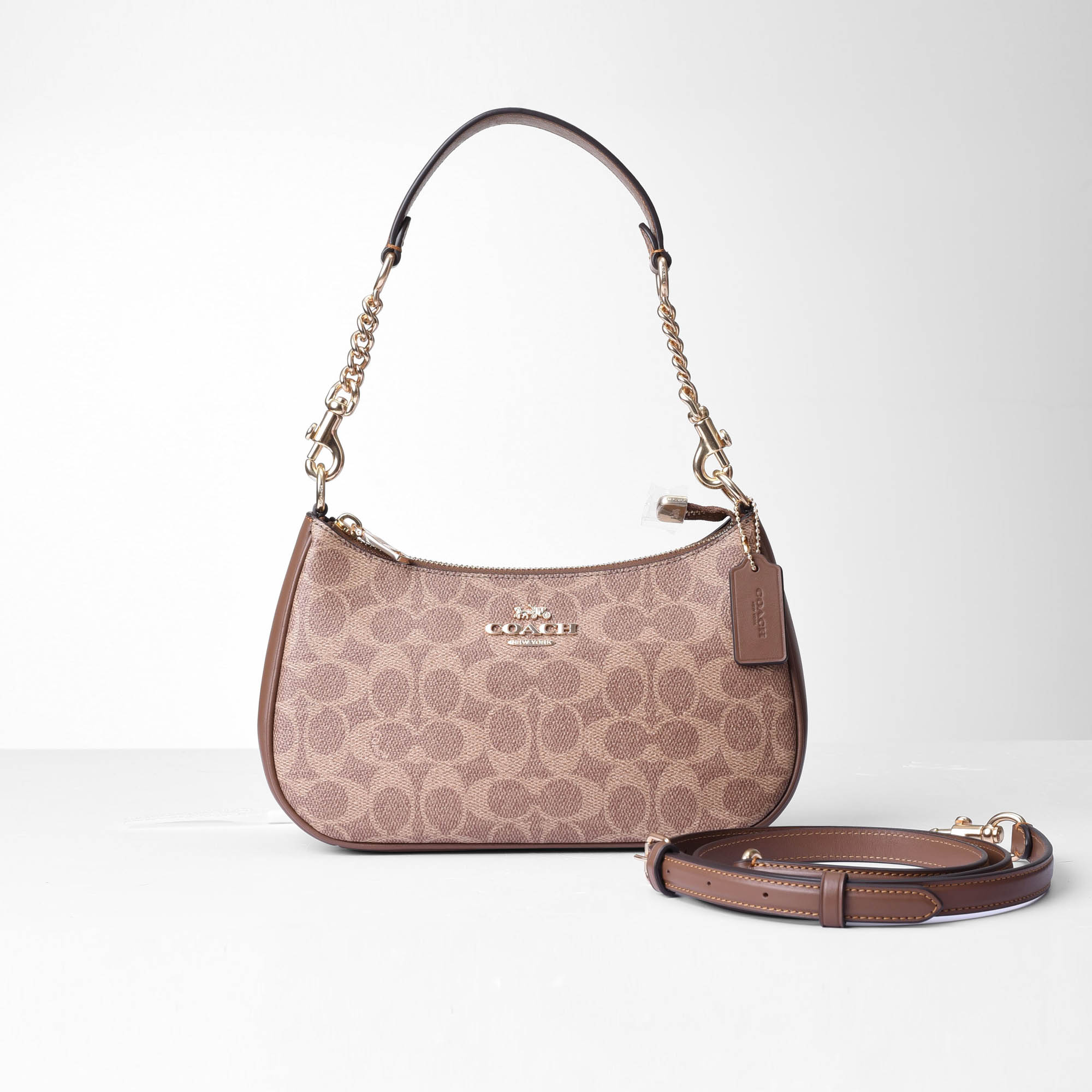 COACH SIGNATURE TERI BAG - BROWN