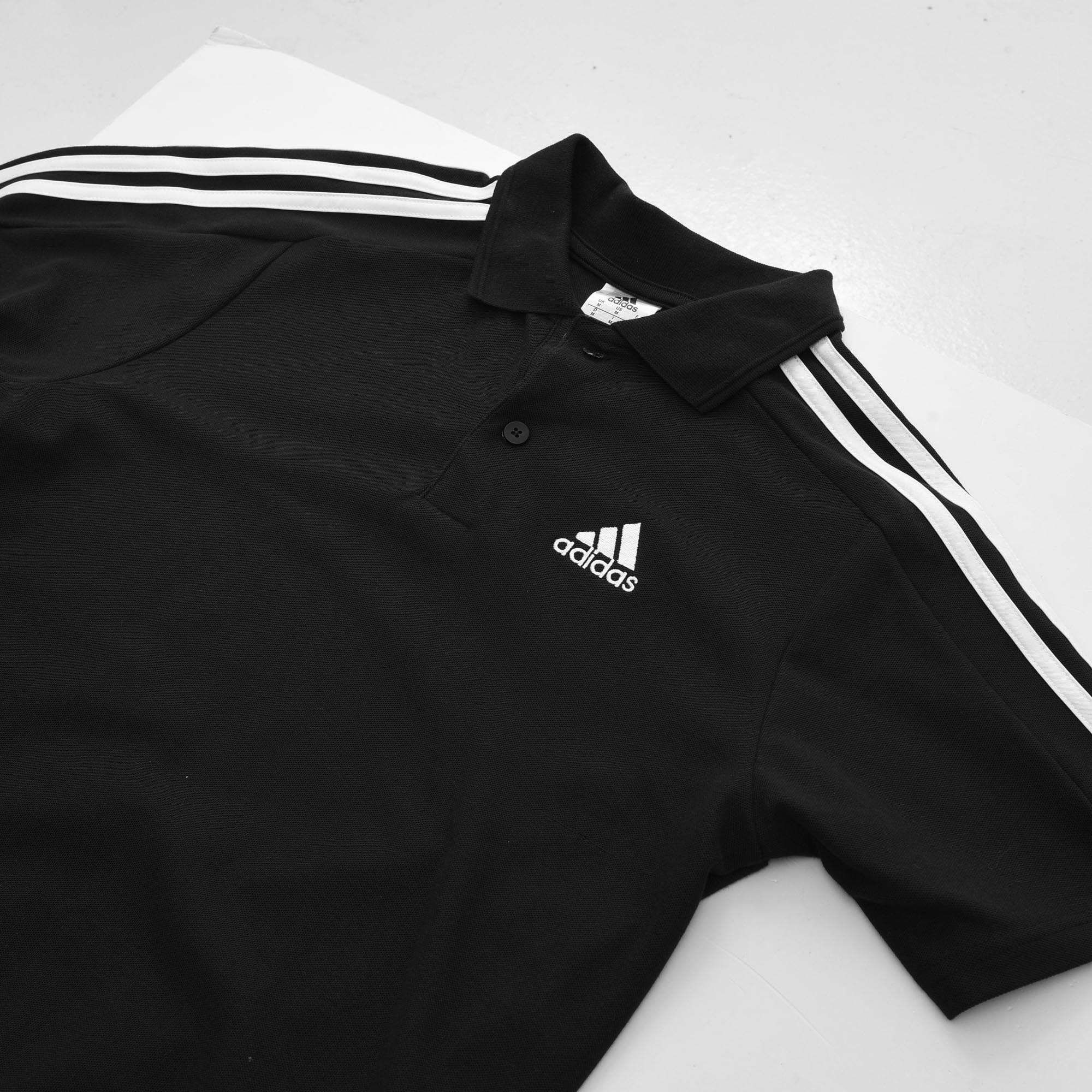 ADIDAS ESSENTIALS PIQUE EMBROI 3 STRIPES POLO SHIRT - BLACK