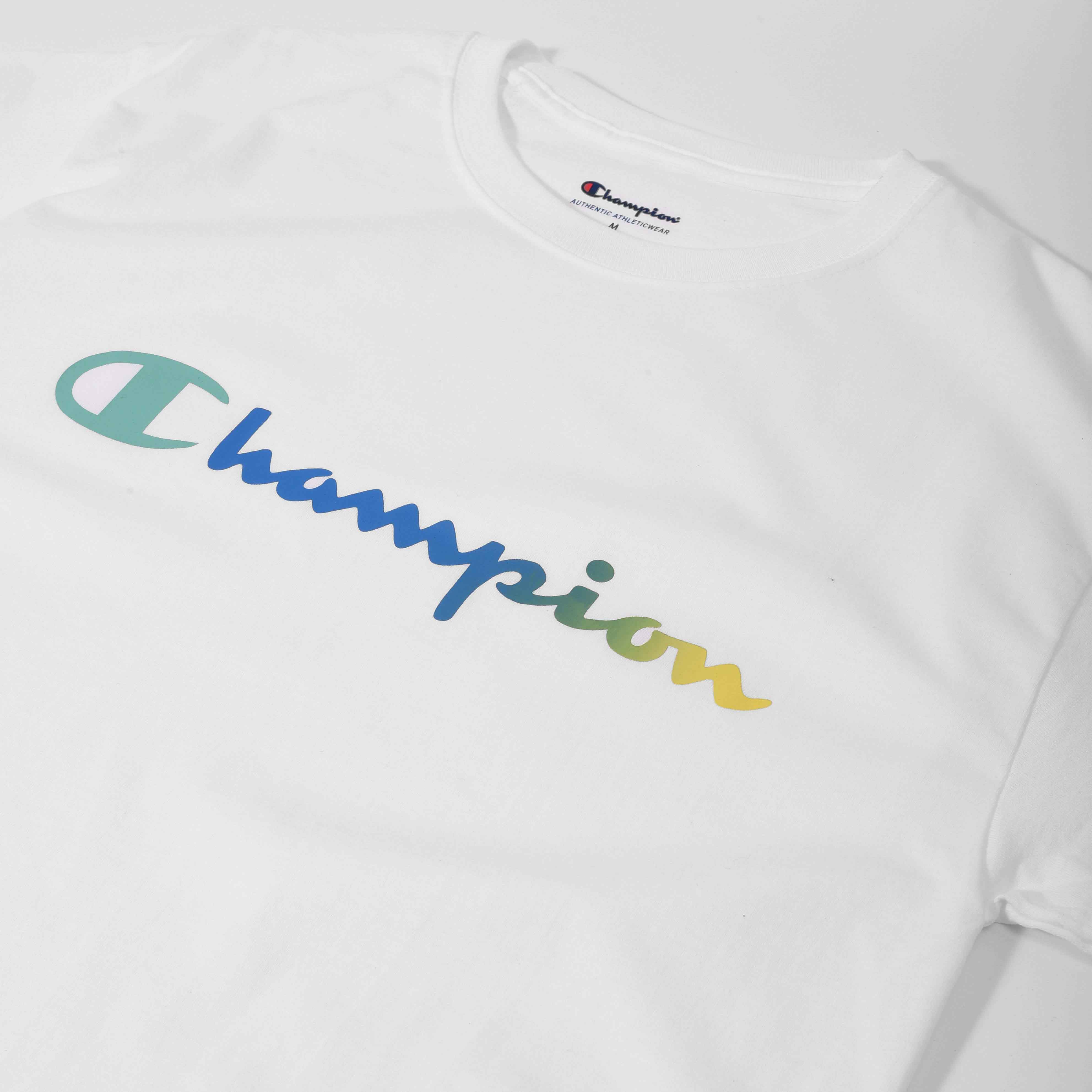 Champion Gradient Tshirt , Script Logo - White