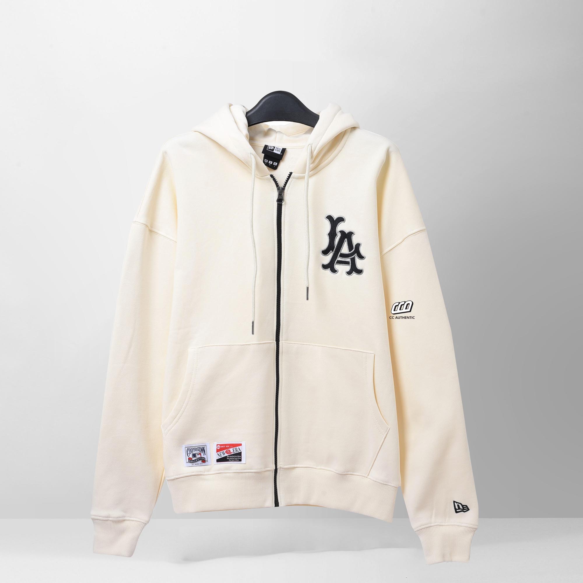 NEW ERA LOS ANGELES LOGO ZIP HOODIE - IVORY