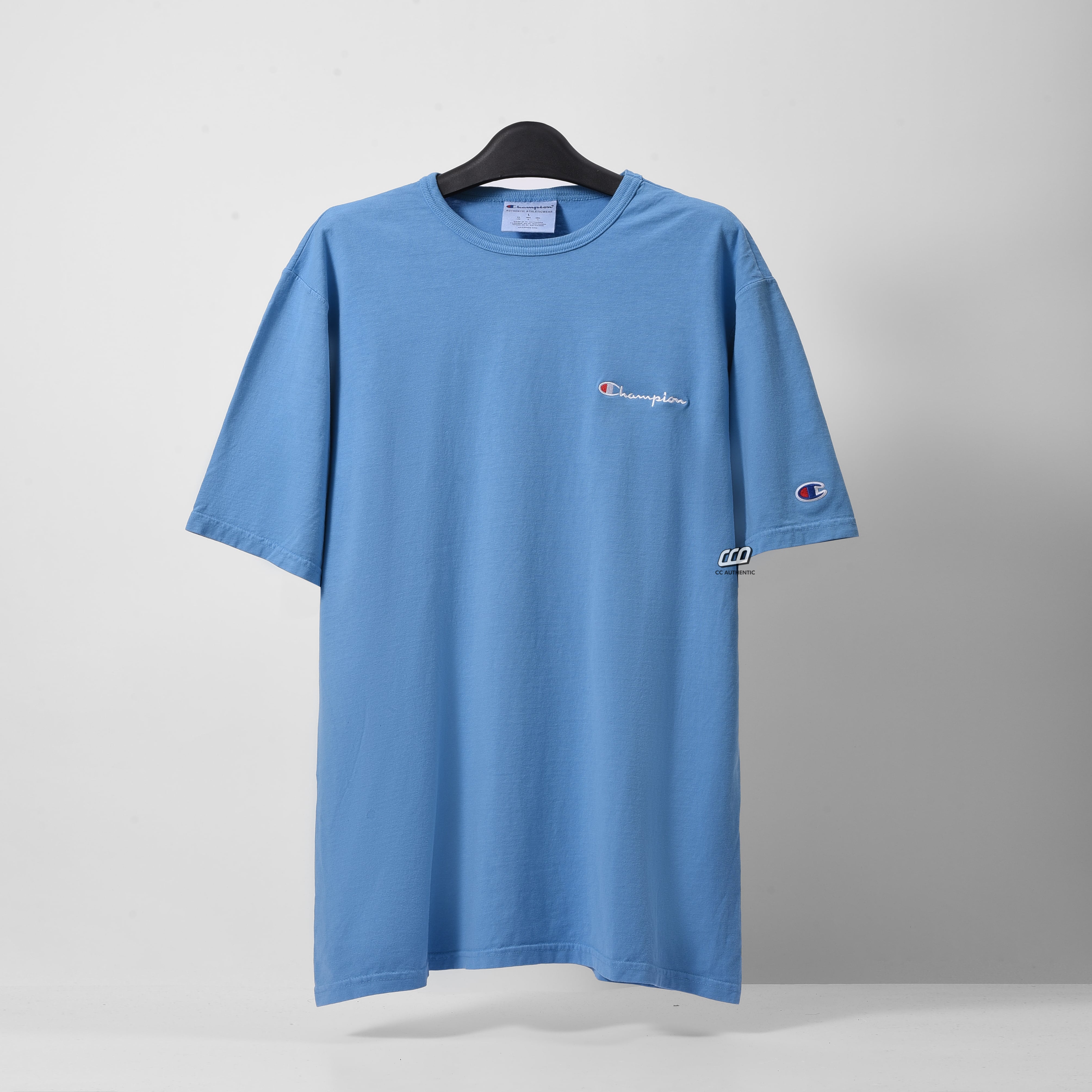 Champion Dyed Tshirt , Embroiered Logo - Delicate Blue