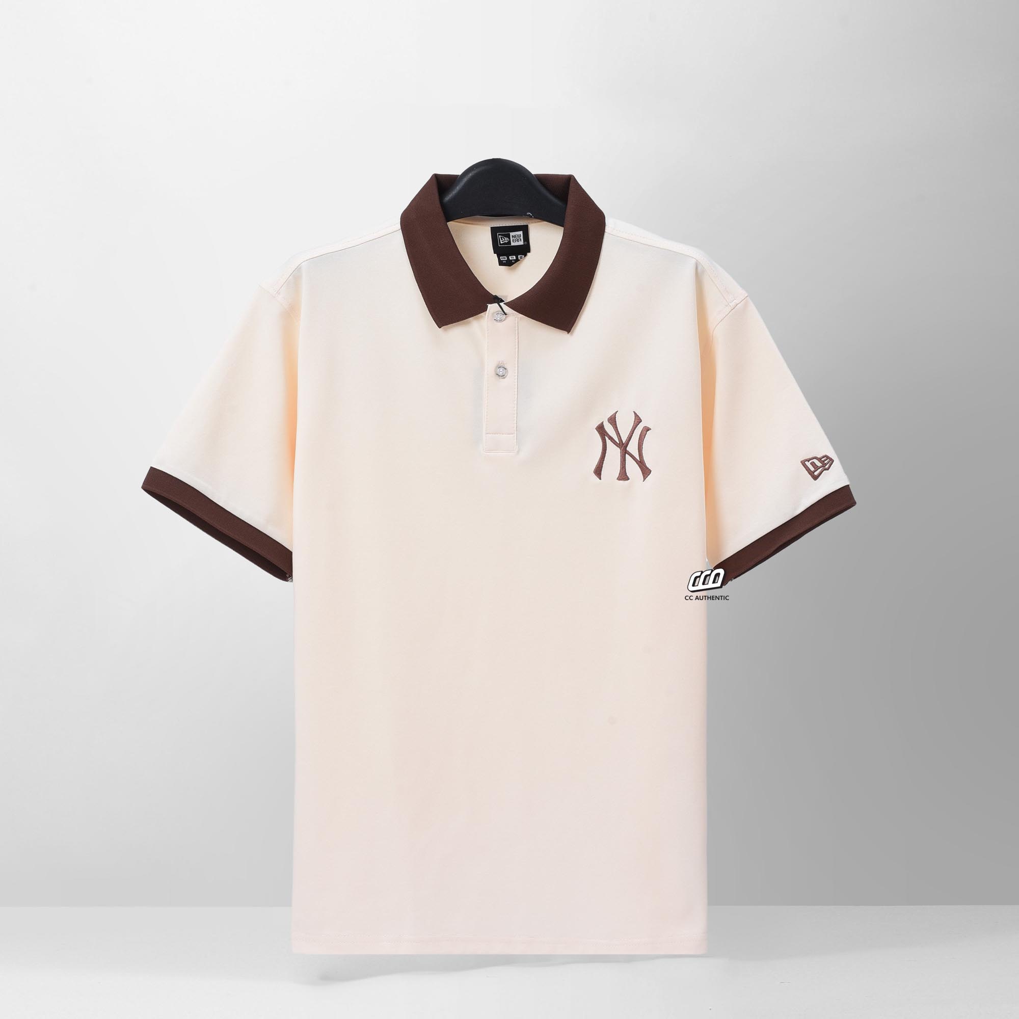 NEW ERA NY BACK LOGO POLO SHIRT - IVORY