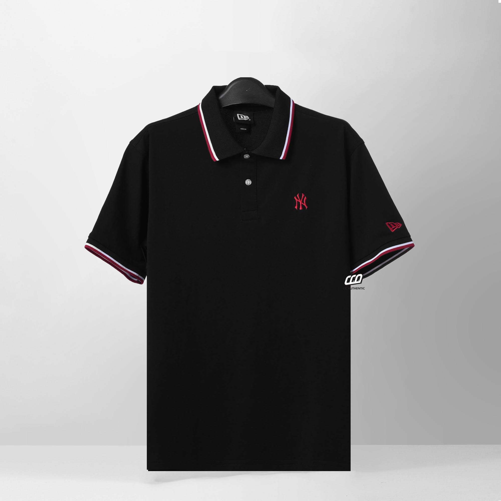 NEW ERA RED NYYK LINE POLO SHIRT - BLACK