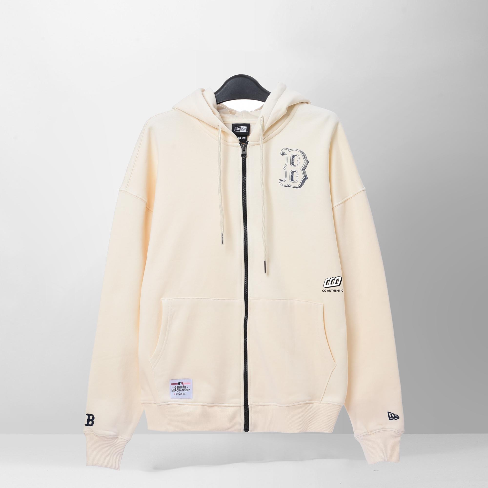 NEW ERA 3D B LOGO ZIP HOODIE - IVORY