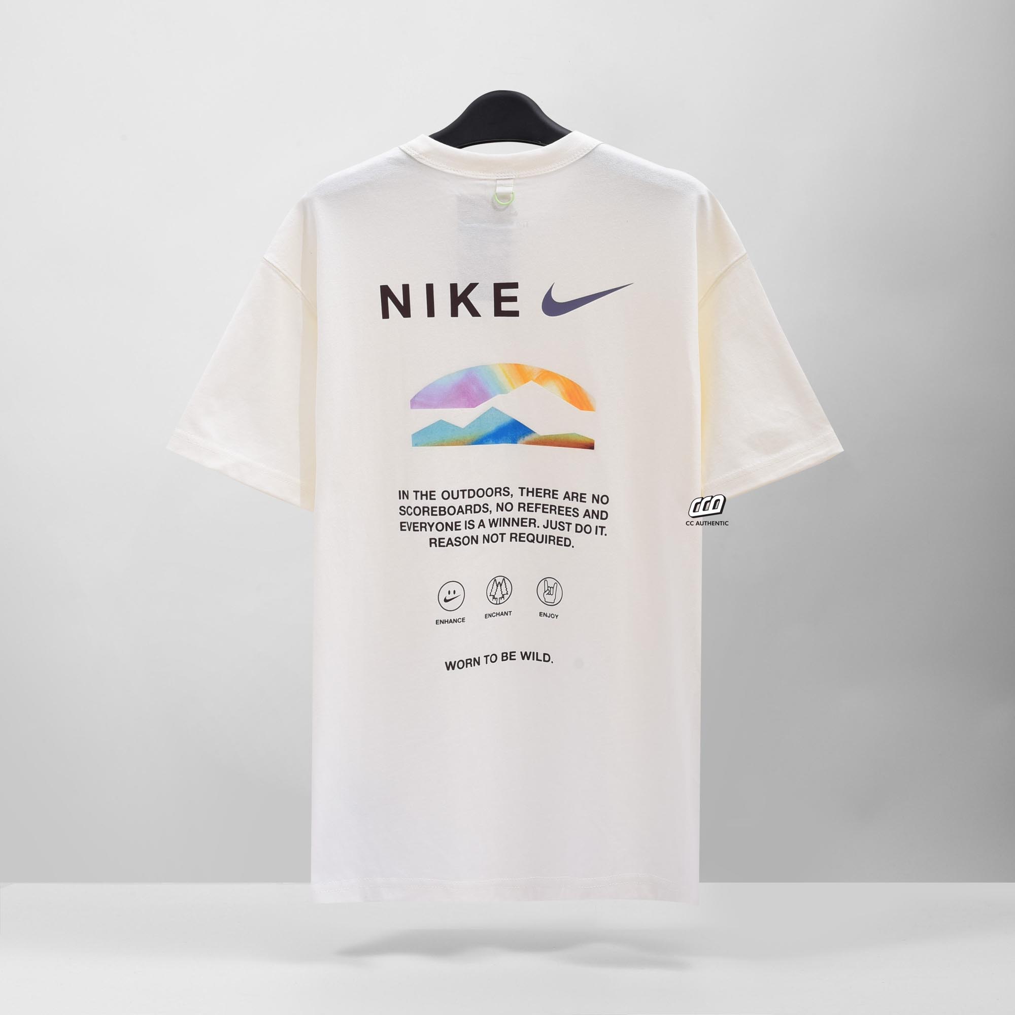 NIKE PREMIUM KNITTED SLOGAN T-SHIRT - CREAM