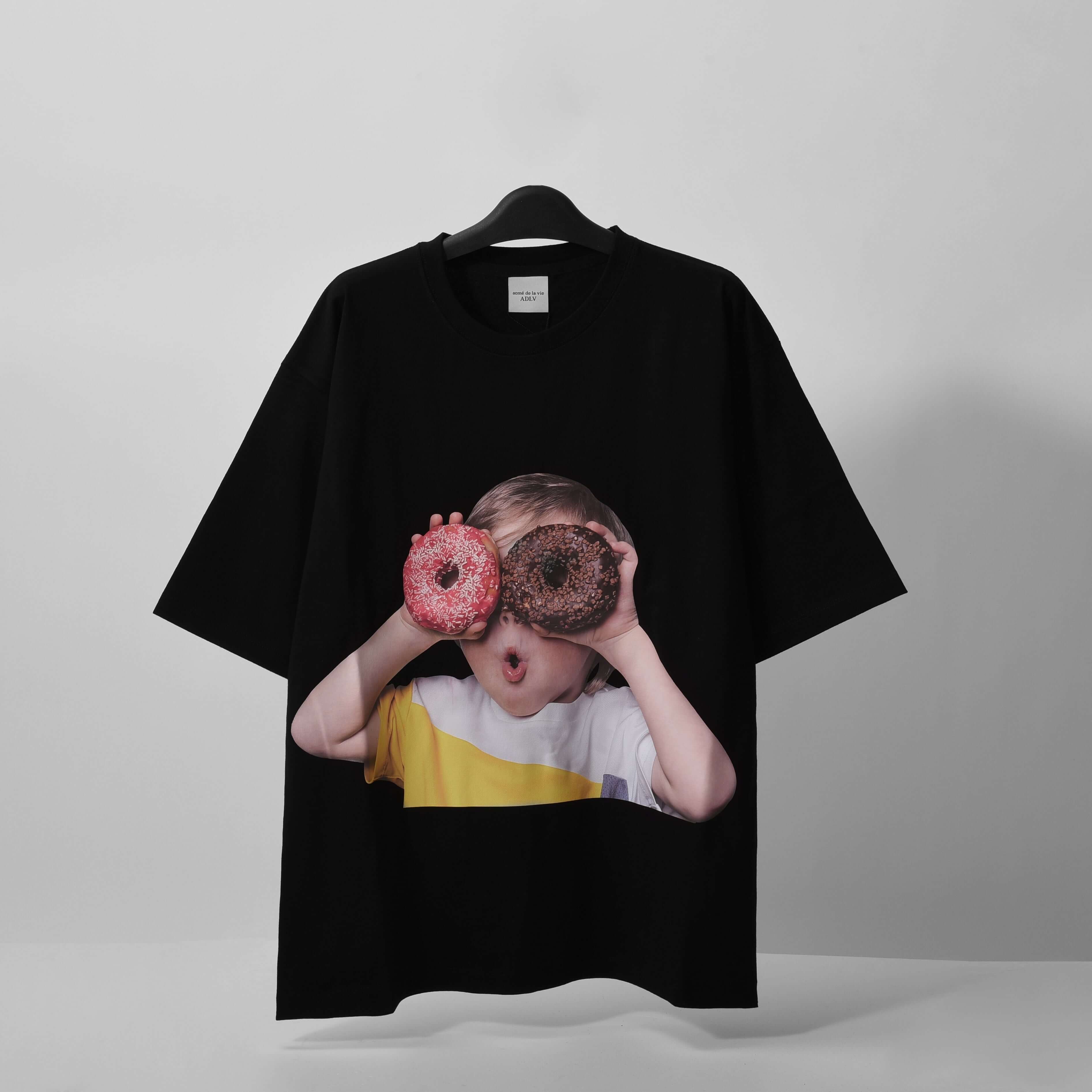 ADLV Baby Face Short Sleeve Donut 1 Tshirt - Black