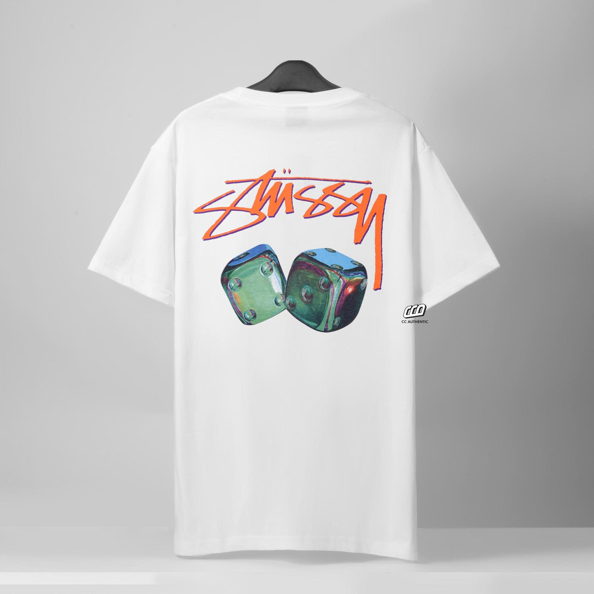 STUSSY IRDESCENT DICE T-SHIRT - WHITE