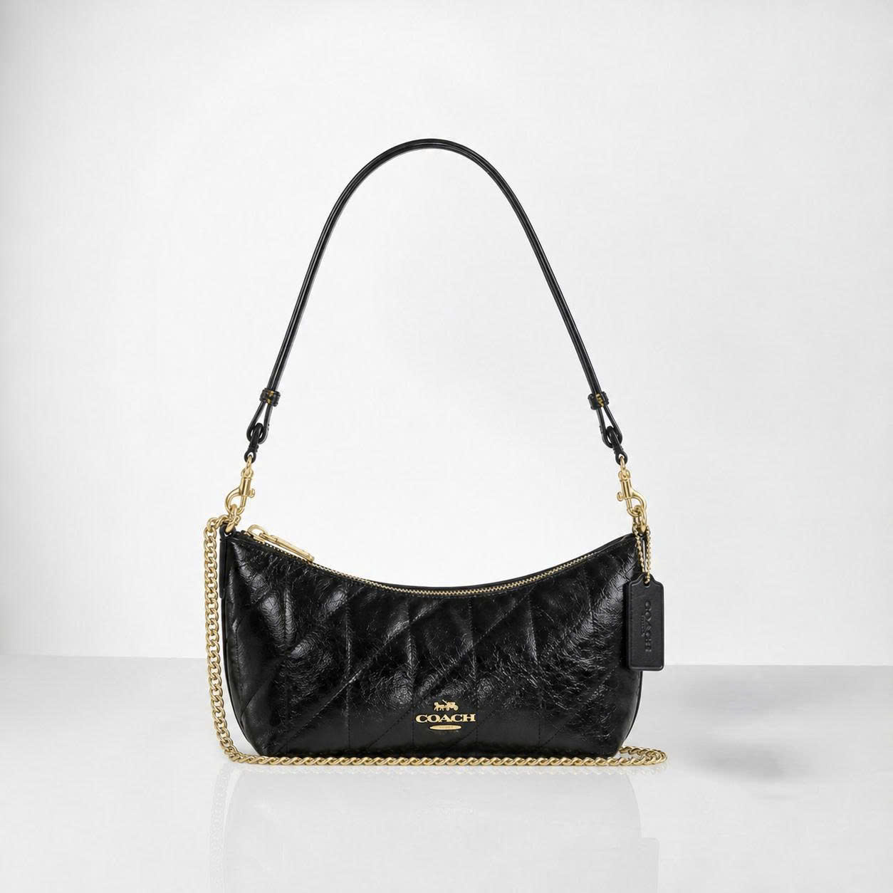 COACH CAITLIN QUILTED SHOULDER BAG - BLACK