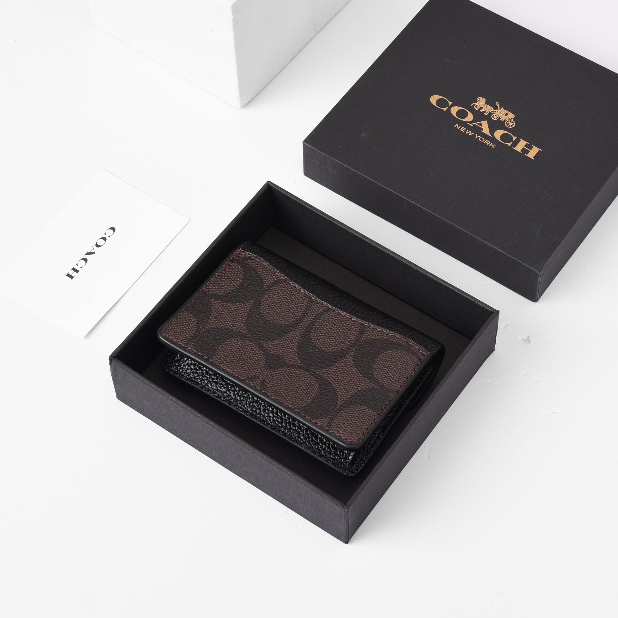COACH MONOGRAM WALLET - BLACK/BROWN