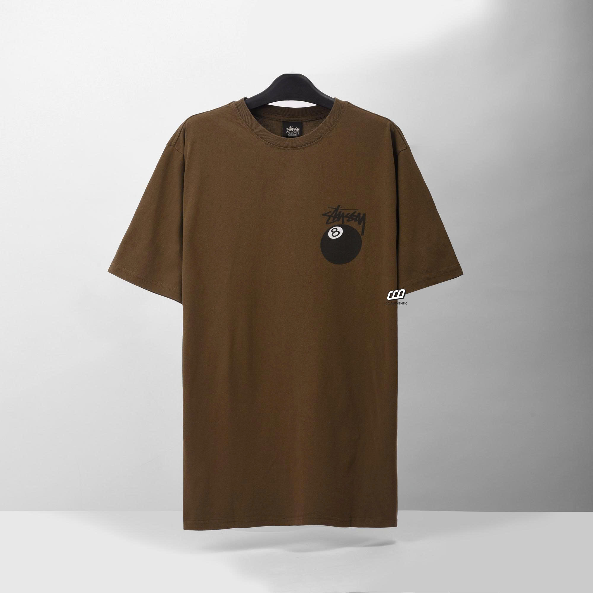 STUSSY 8BALL DYED T-SHIRT - BROWN