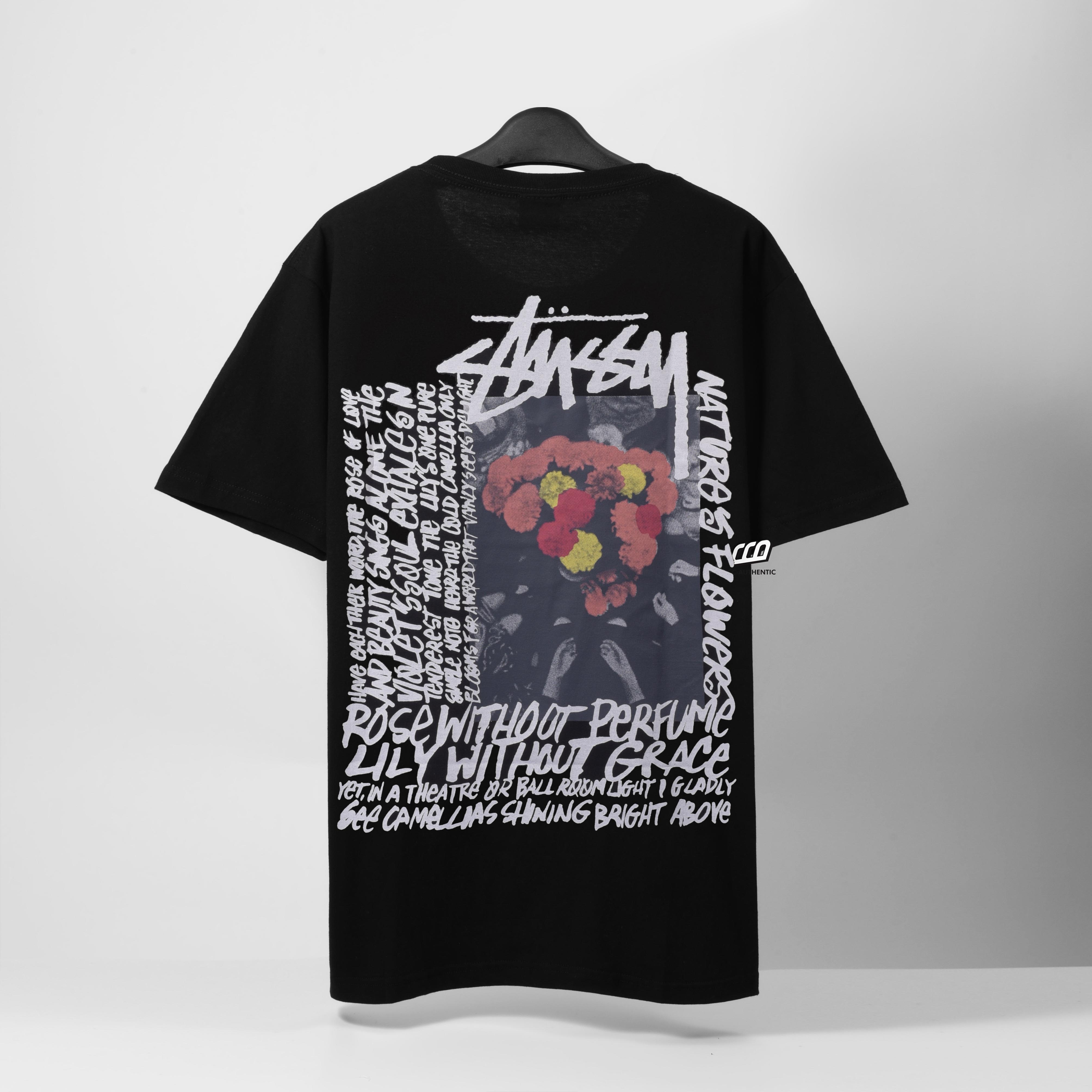 STUSSY CAMELLIAS T-SHIRT - BLACK