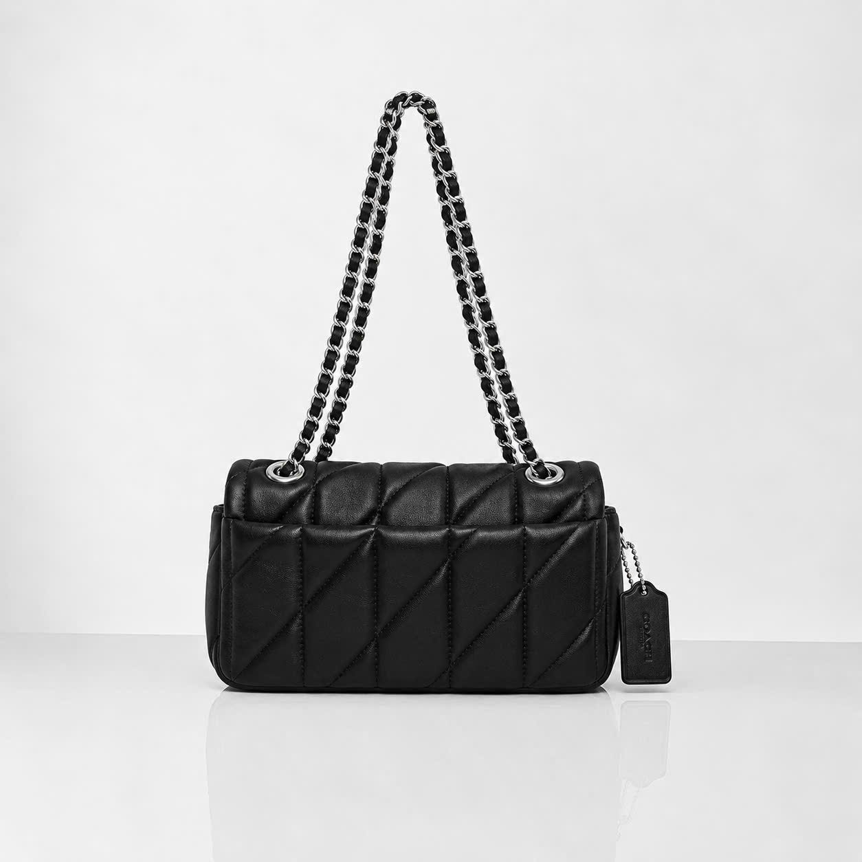 COACH TABBY 20 QUILTED SHOULDER BAG - BLACK/SILVER