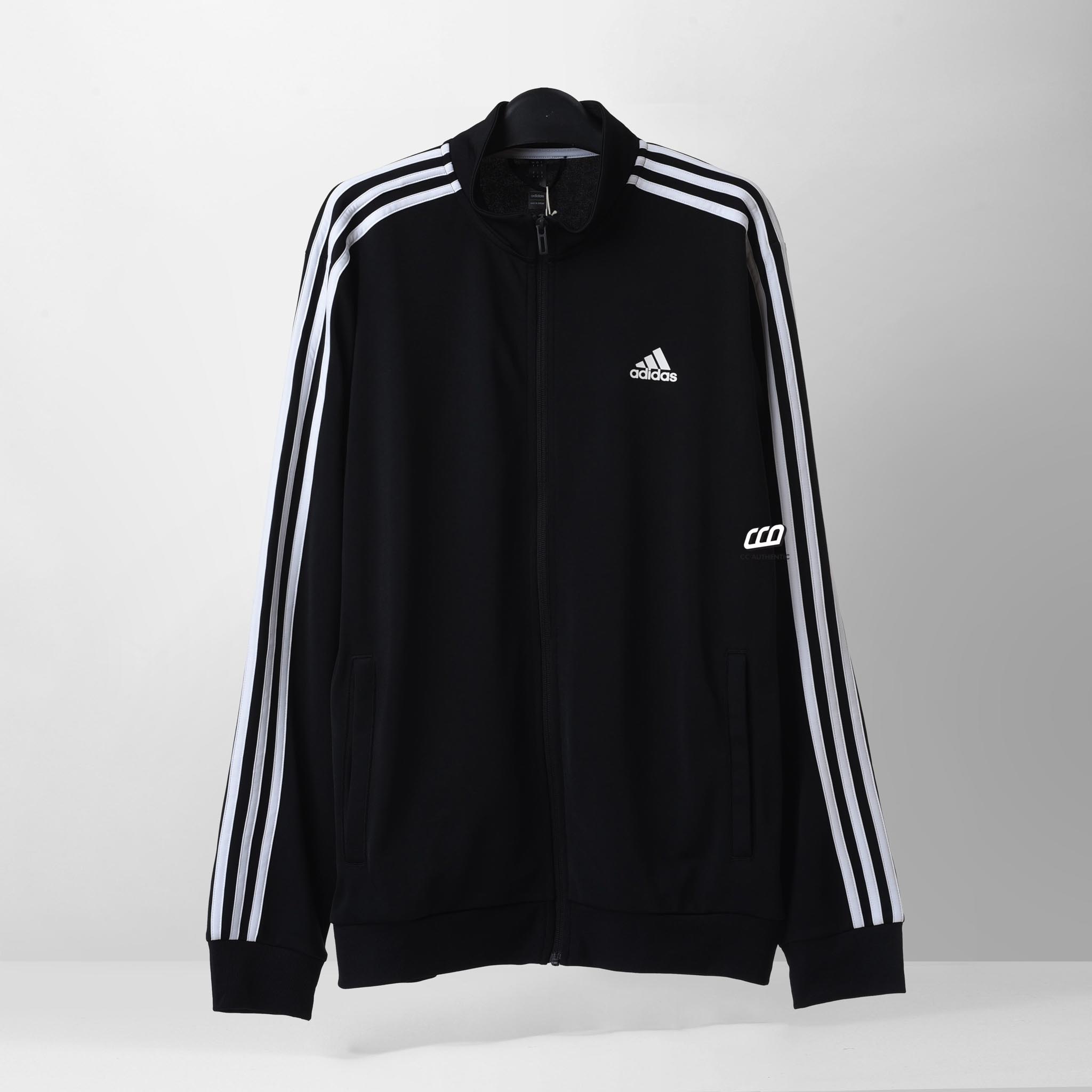 ADIDAS ORIGINALS ESSENTIALS WARM UP 3 STRIPES JACKET - BLACK