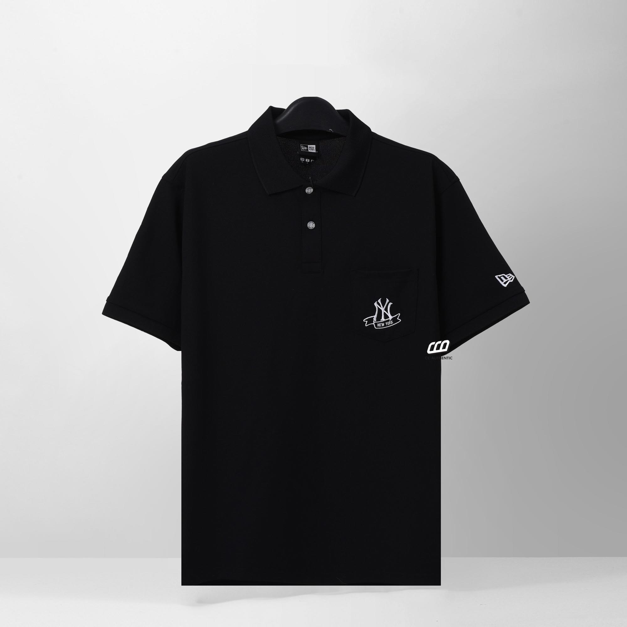 NEW ERA NEW YORK LOGO POLO SHIRT - BLACK