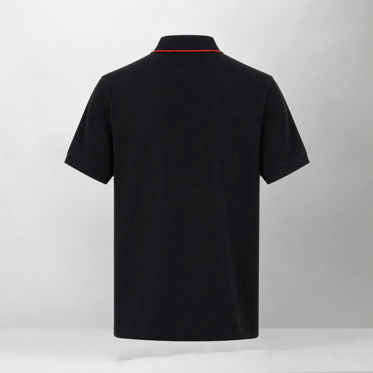 TOMMY HILFIGER FLAG CUFF POLO SHIRT - BLACK